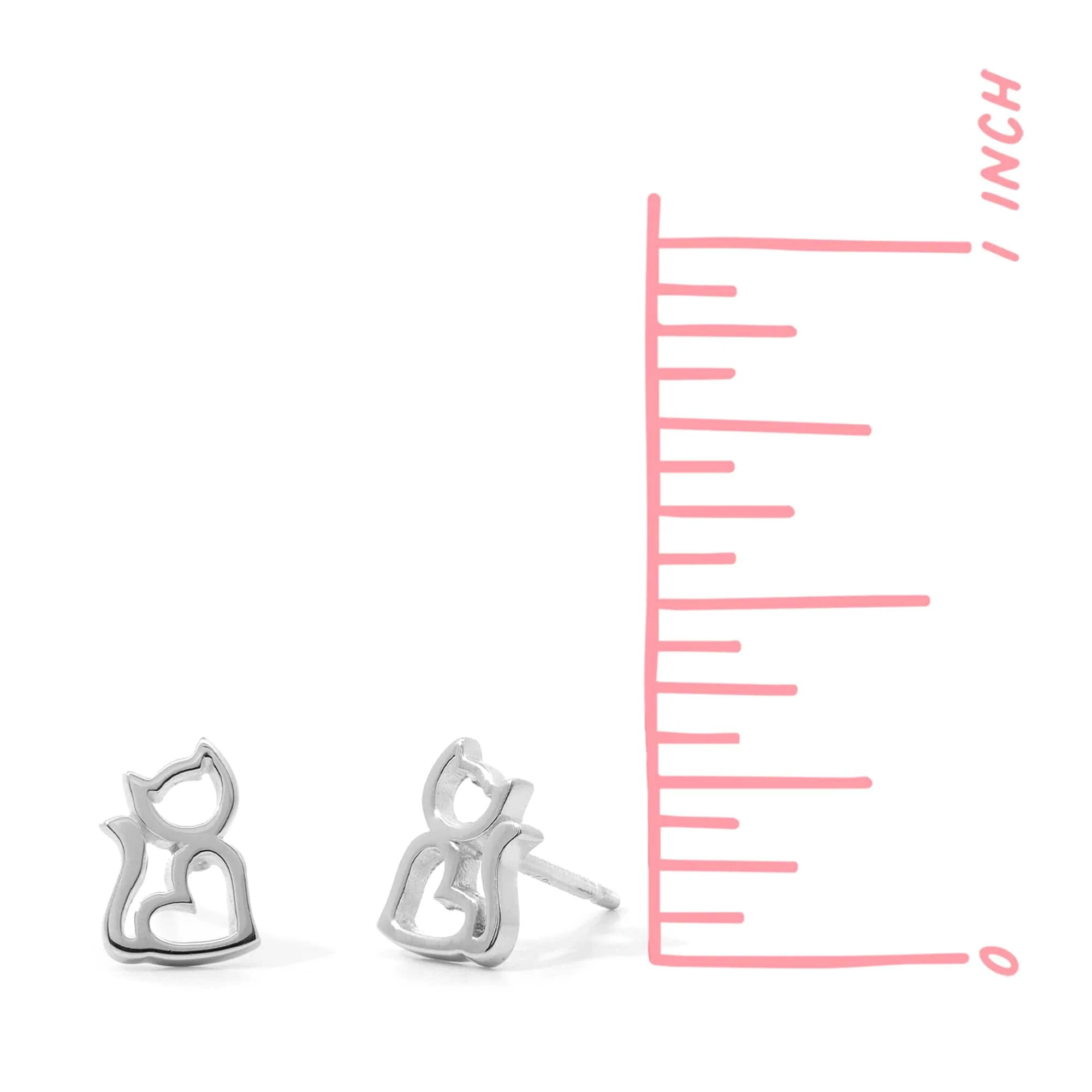 Heart-Shaped Cat Earring Studs - Image 4