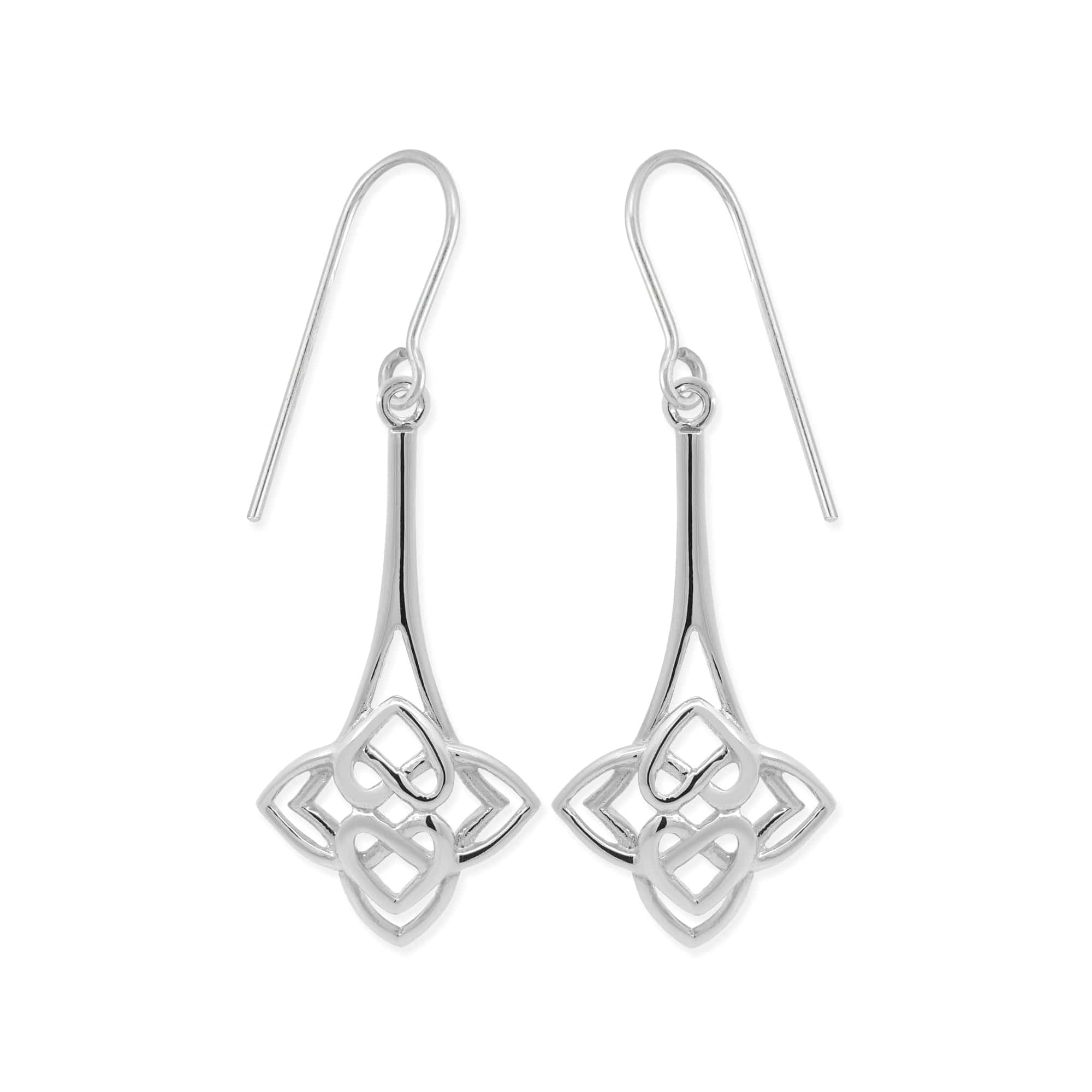 Heart-Shaped Celtic Knot Dangle Earrings