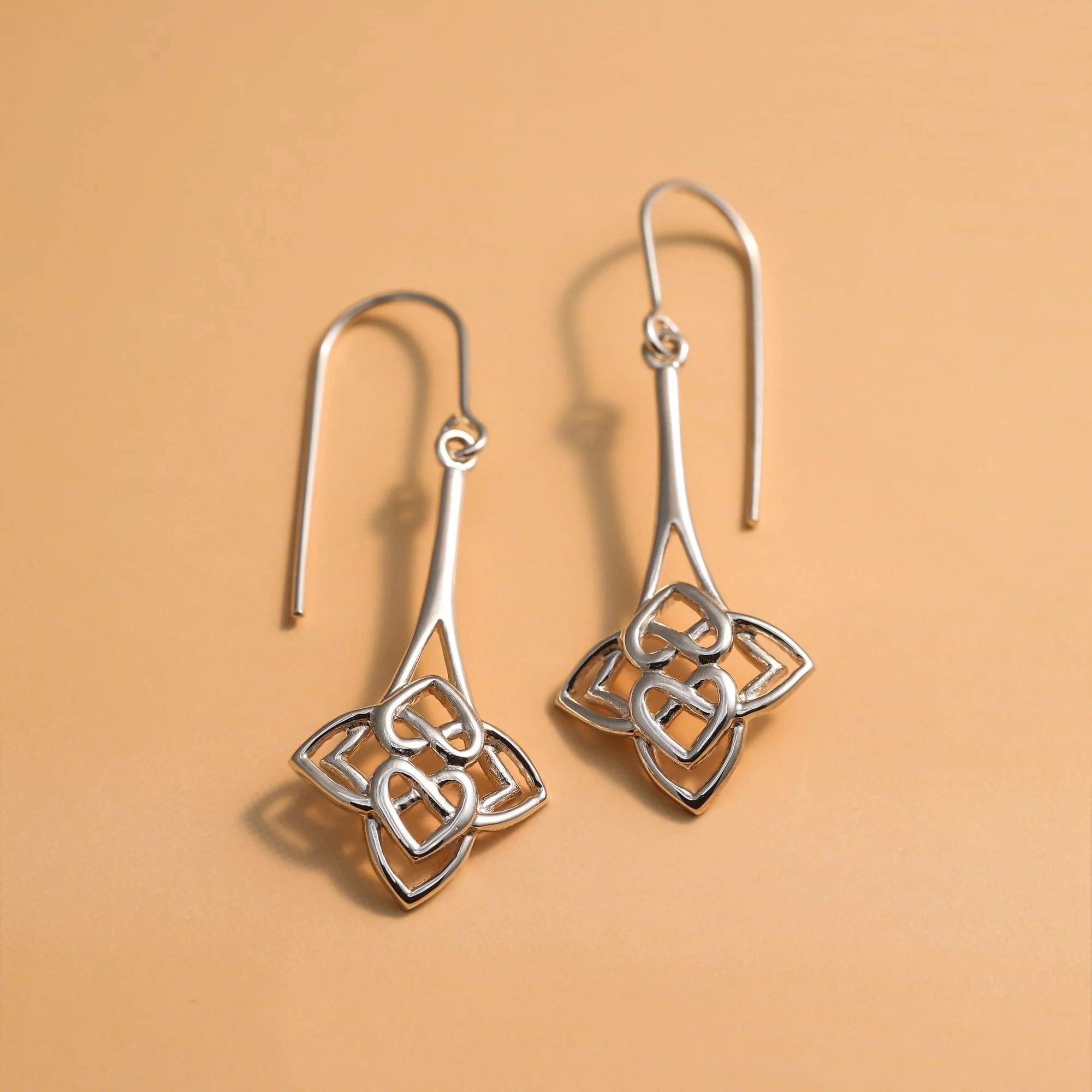 Heart-Shaped Celtic Knot Dangle Earrings - Image 3