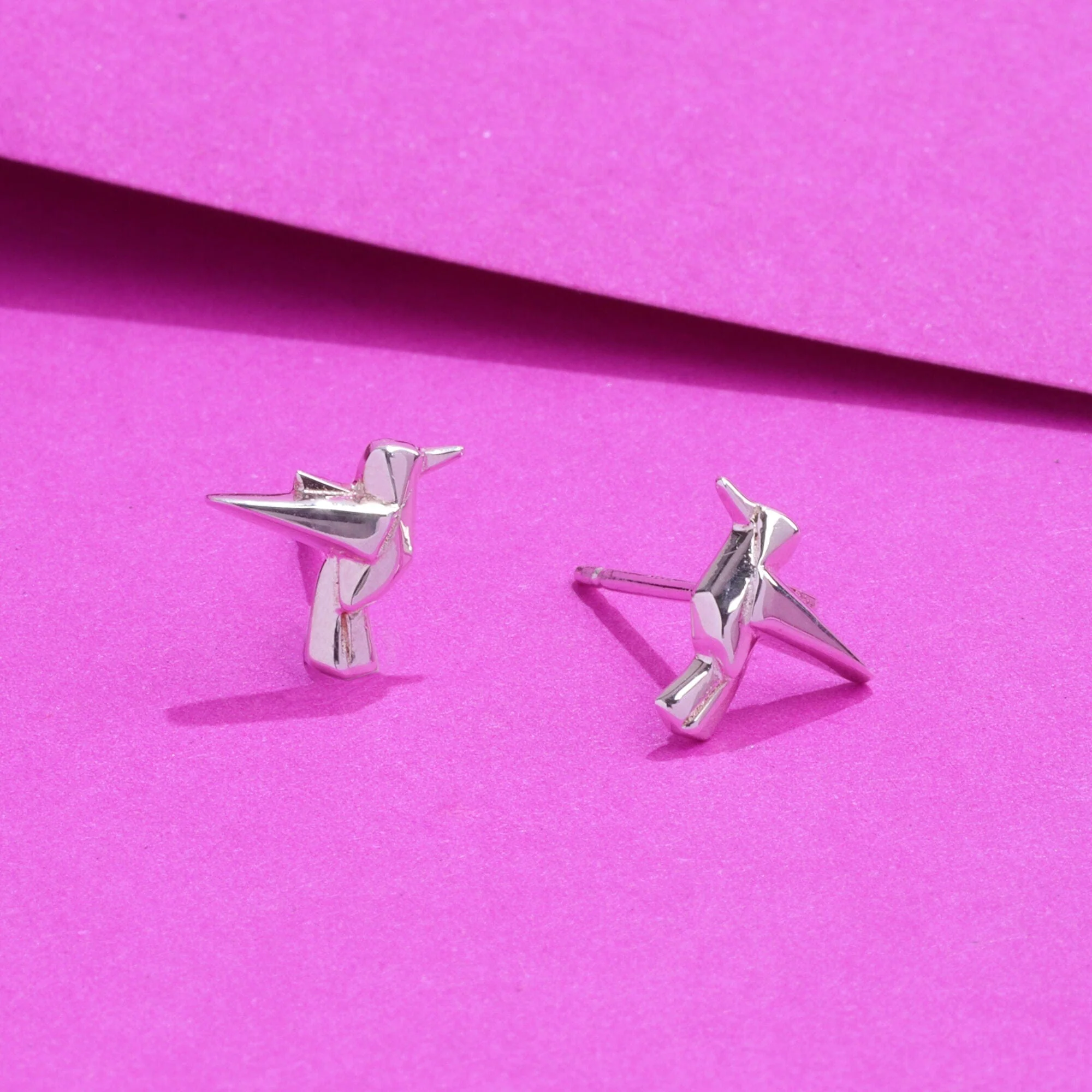 Hummingbird Origami Stud Earrings - Image 3