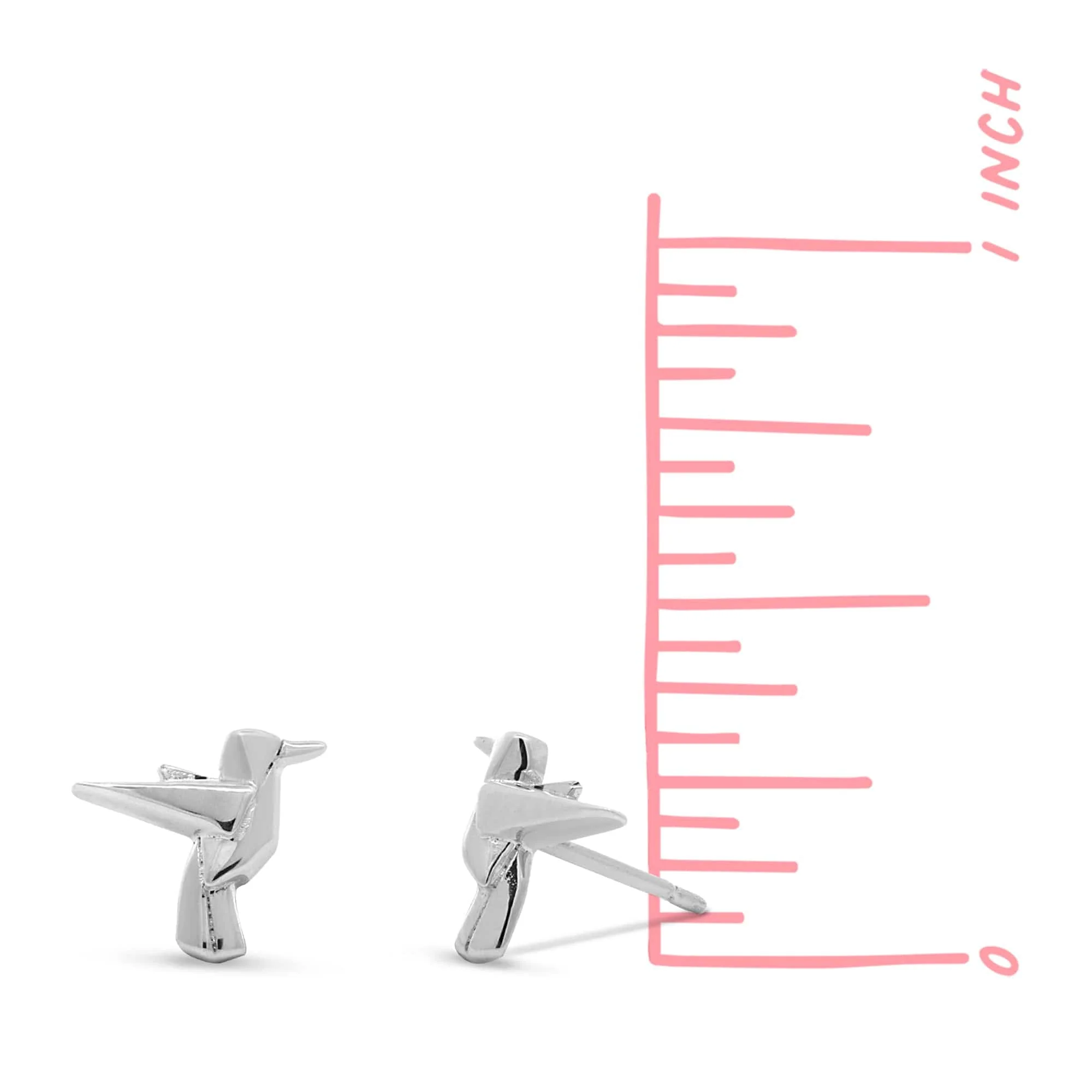 Hummingbird Origami Stud Earrings - Image 4