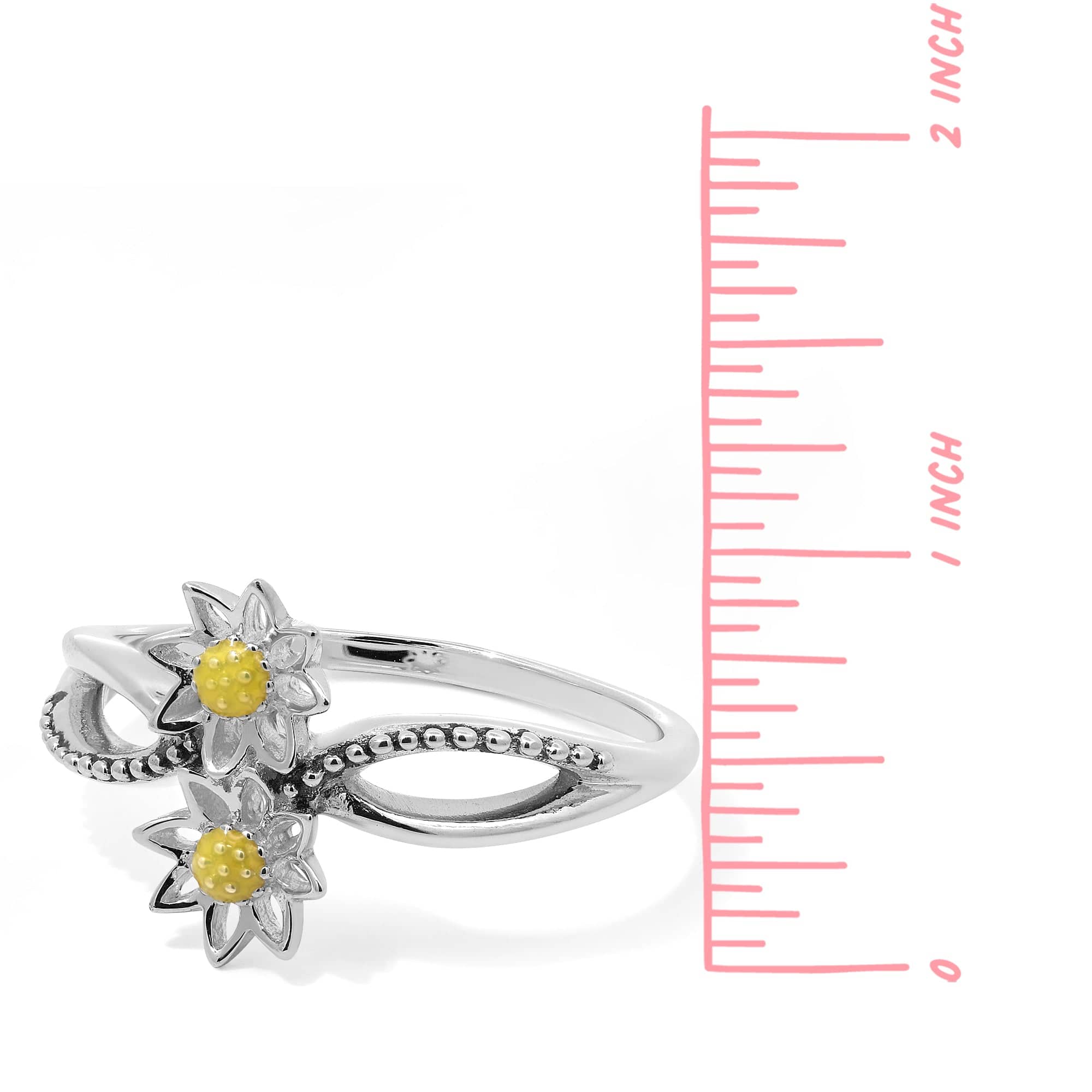 Intertwined Twin Golden Bloom Sunflower Ring - Image 5