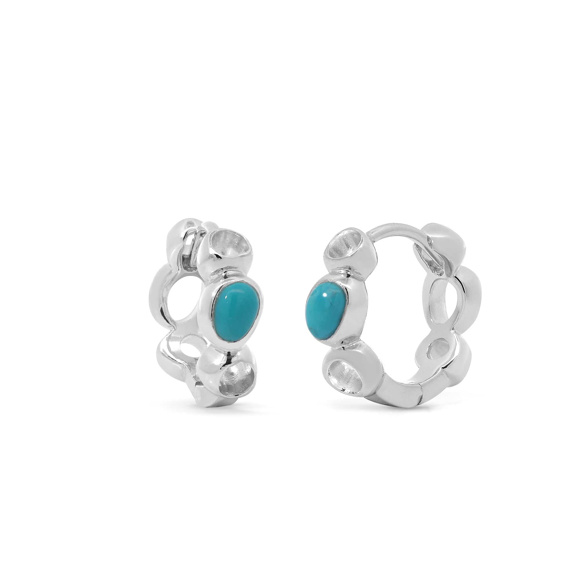 Jaime Huggie Hoop with Turquoise