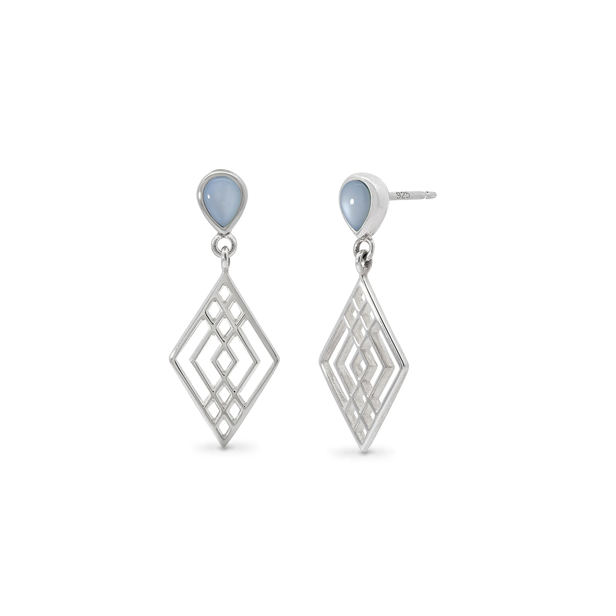 Lattice Earrings with Blue Mother of Pearl