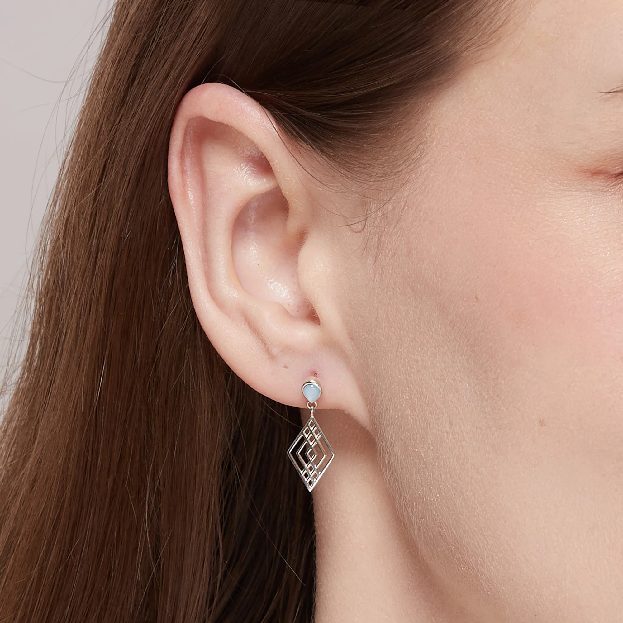 Lattice Earrings with Blue Mother of Pearl - Image 2