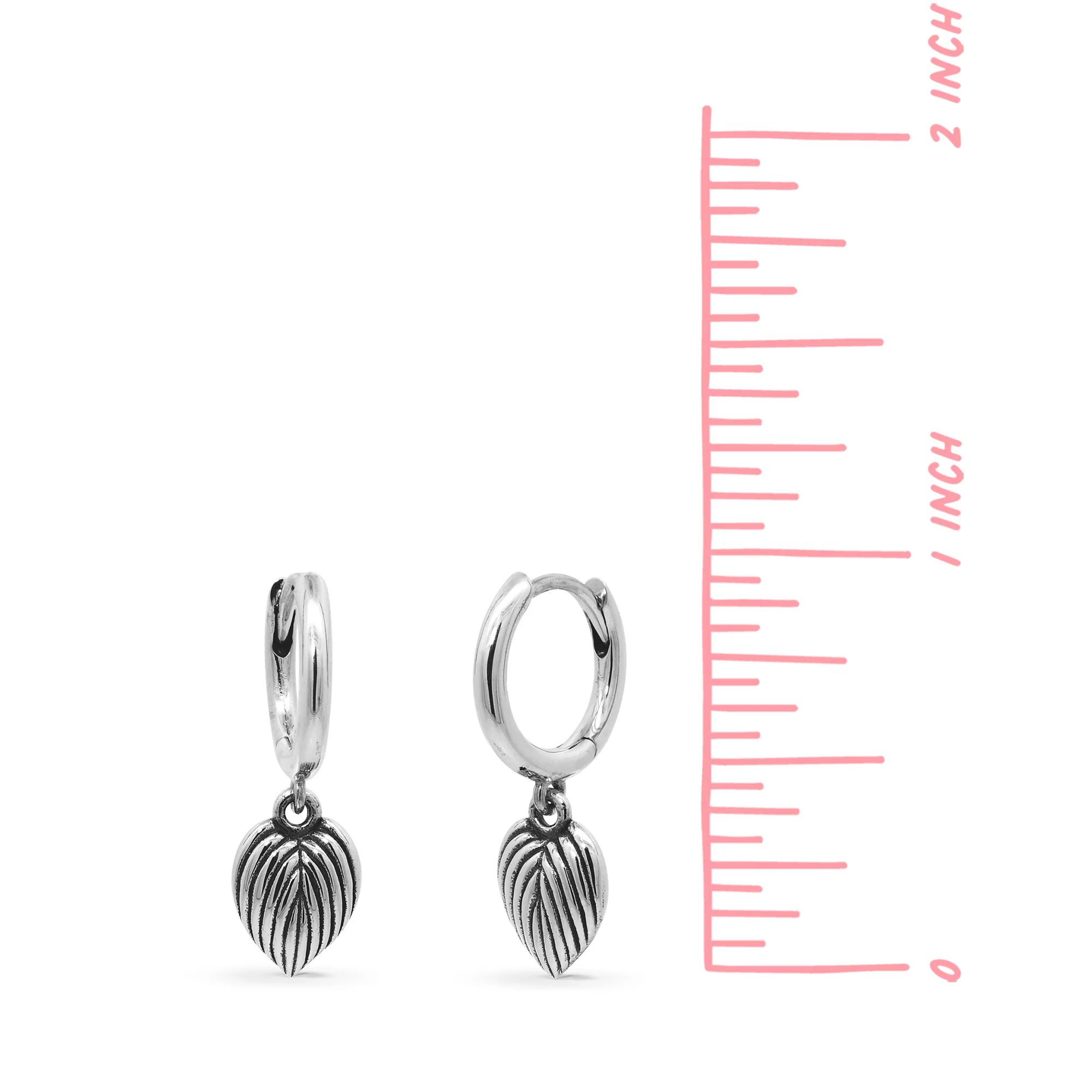 Leaf Charm Huggie Hoops - Image 4