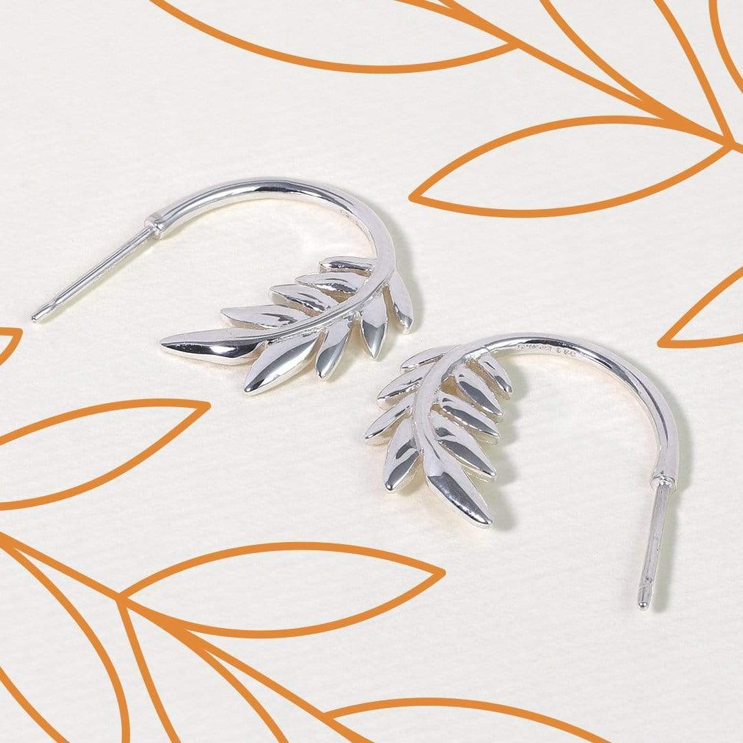Leaf Circle Hoops Studs - Image 3