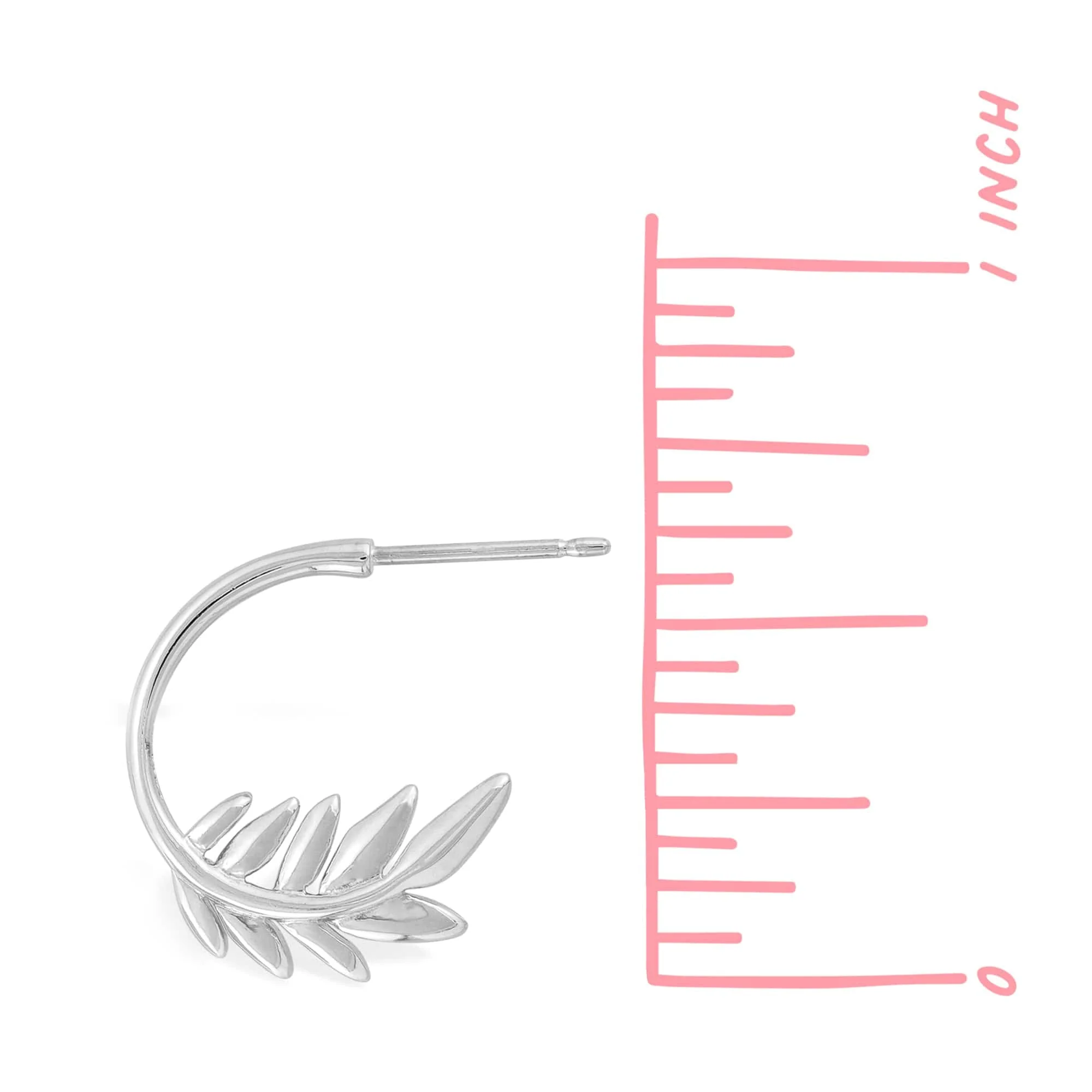 Leaf Circle Hoops Studs - Image 4
