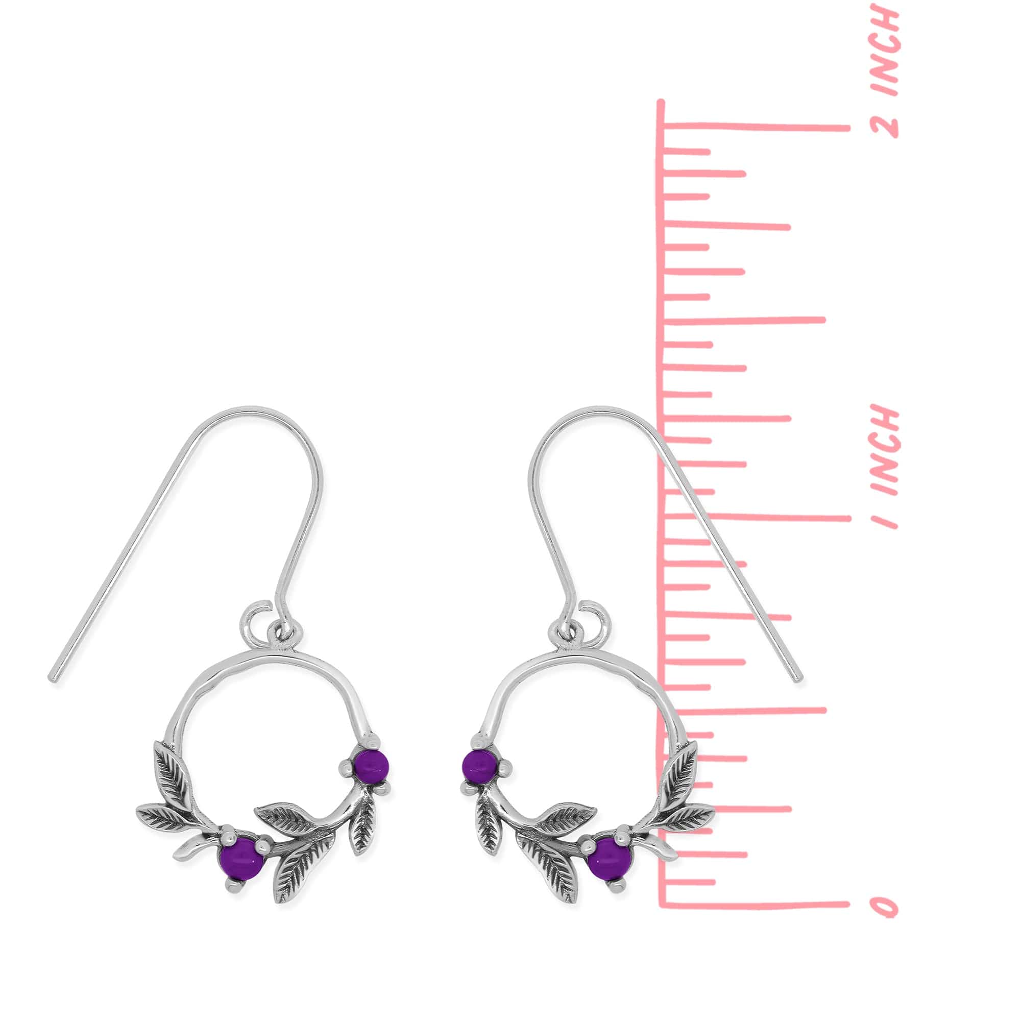 Leaf Dangle Earrings with Stone - Image 3