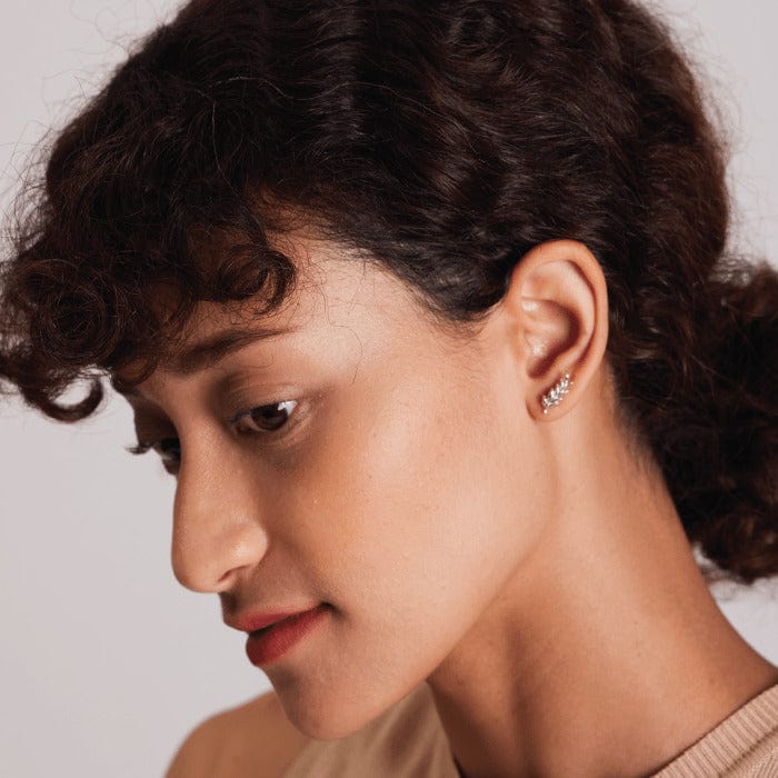 Leaf Ear Crawlers Stud Earrings - Image 4