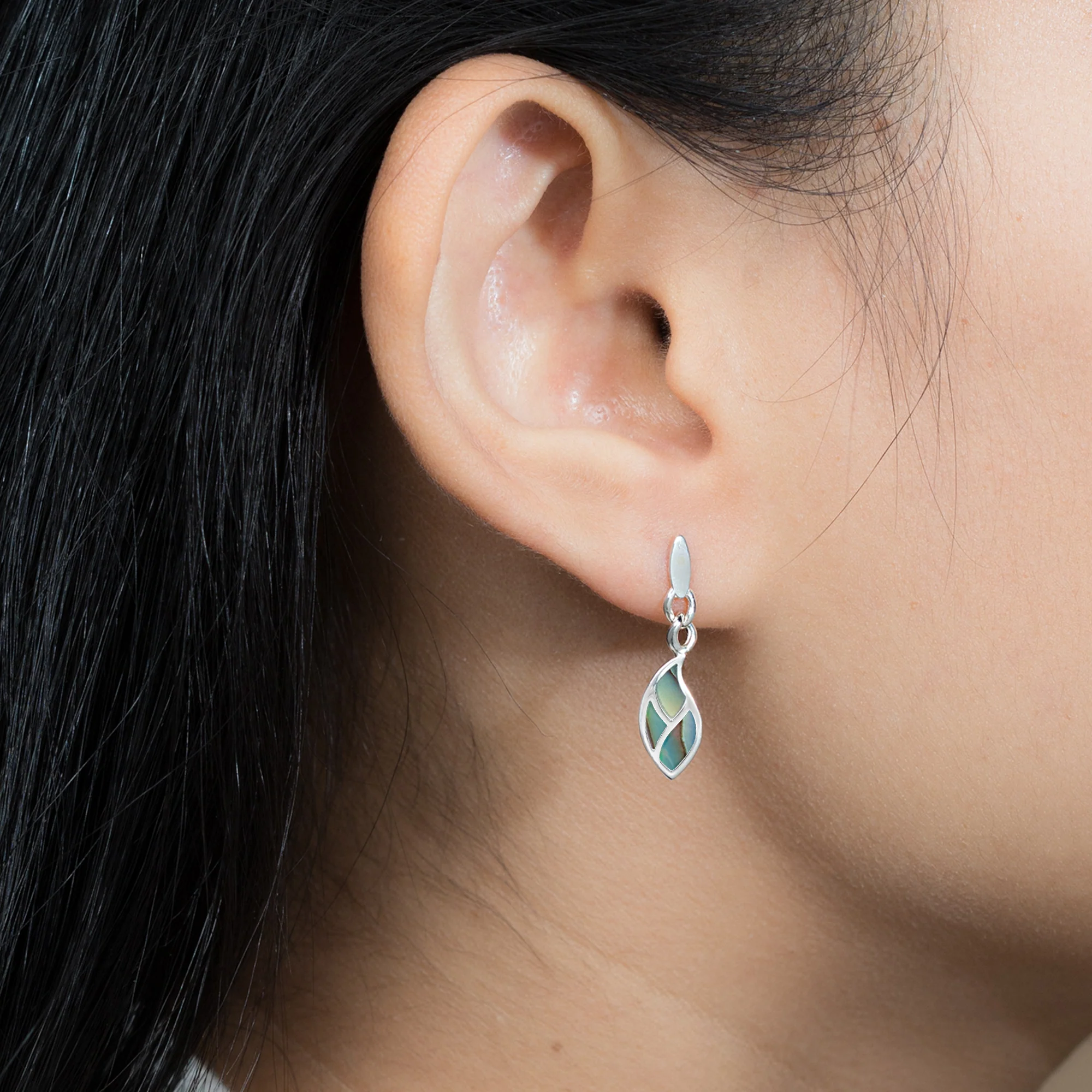 Leaf Flow Earrings with Stone - Image 2