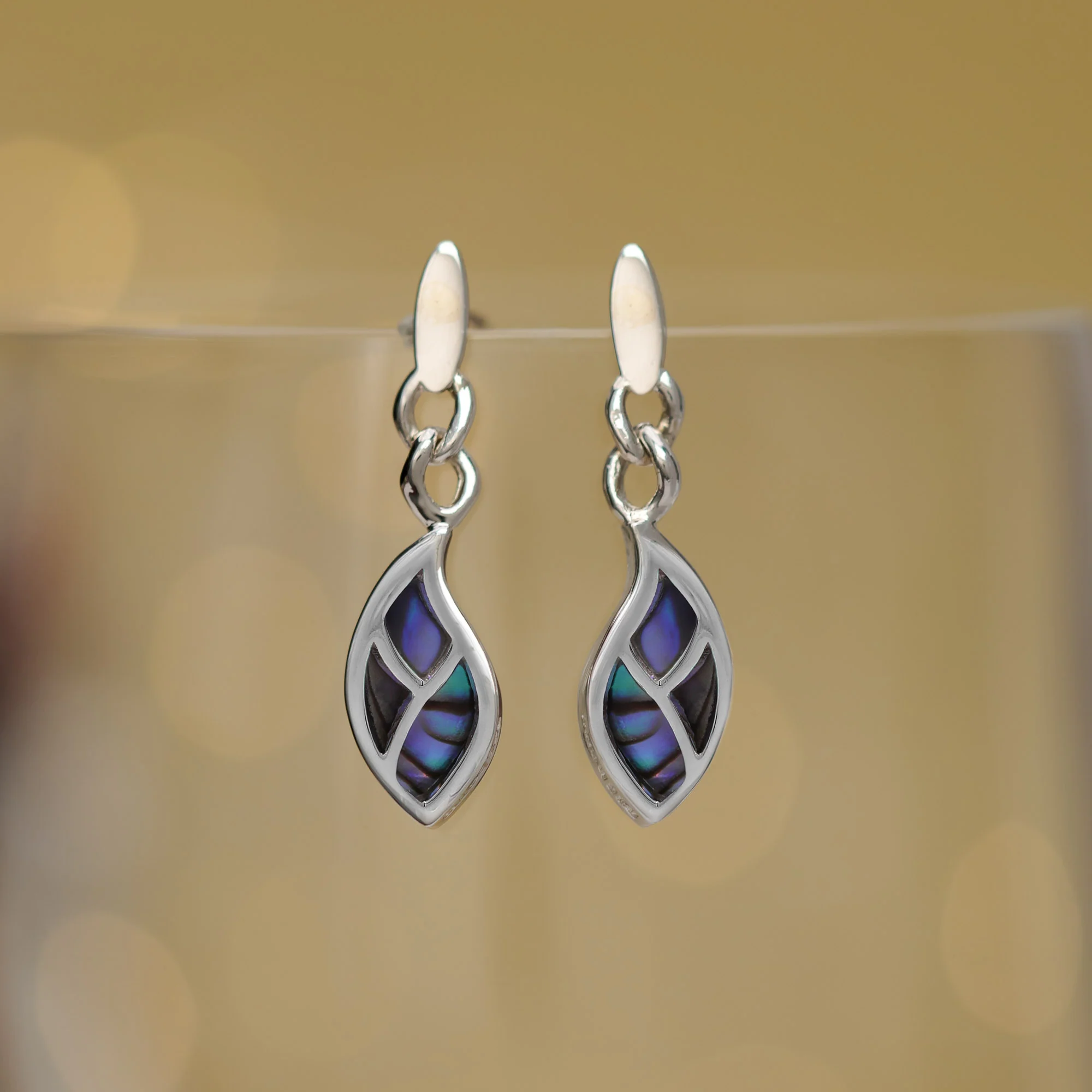 Leaf Flow Earrings with Stone - Image 3