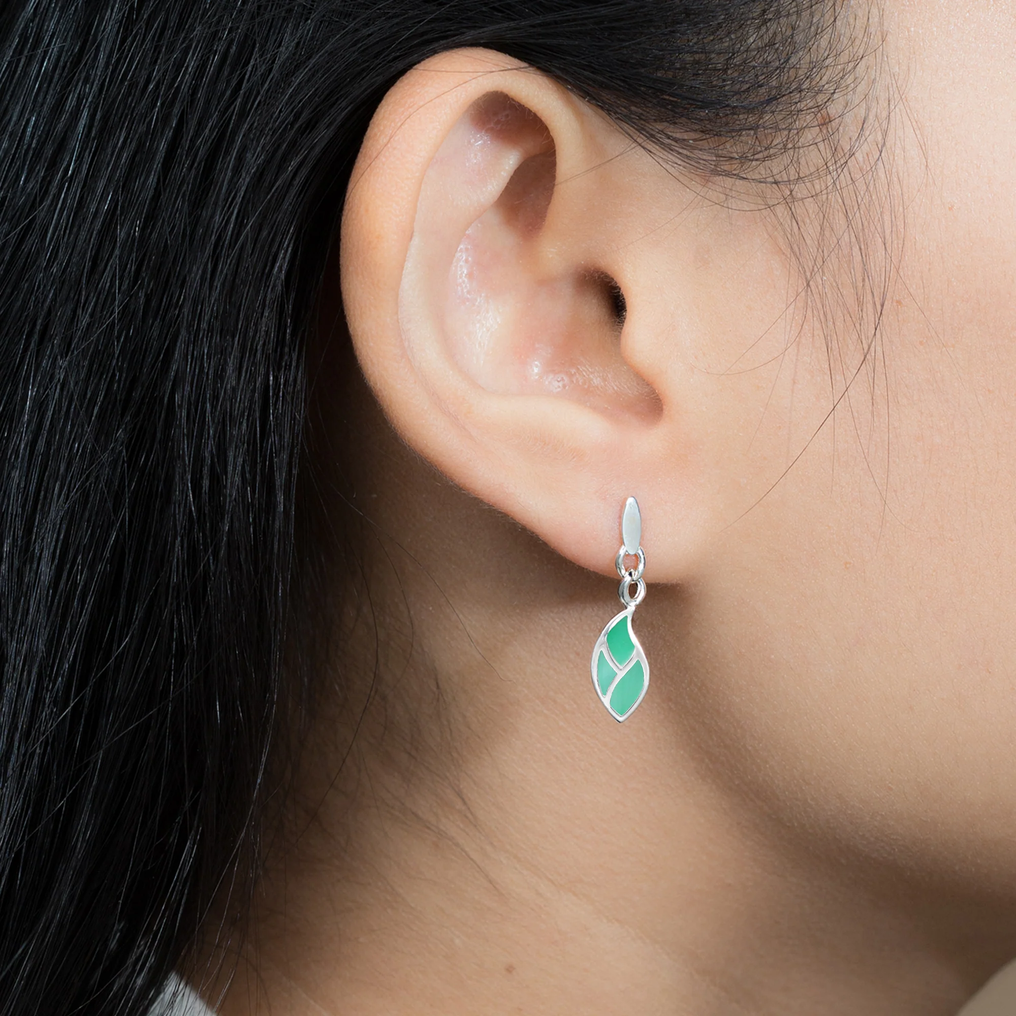 Leaf Flow Earrings with Stone - Image 5