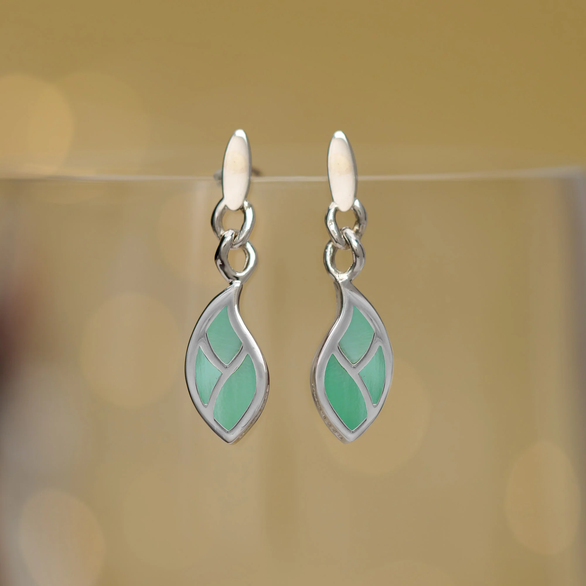 Leaf Flow Earrings with Stone - Image 6