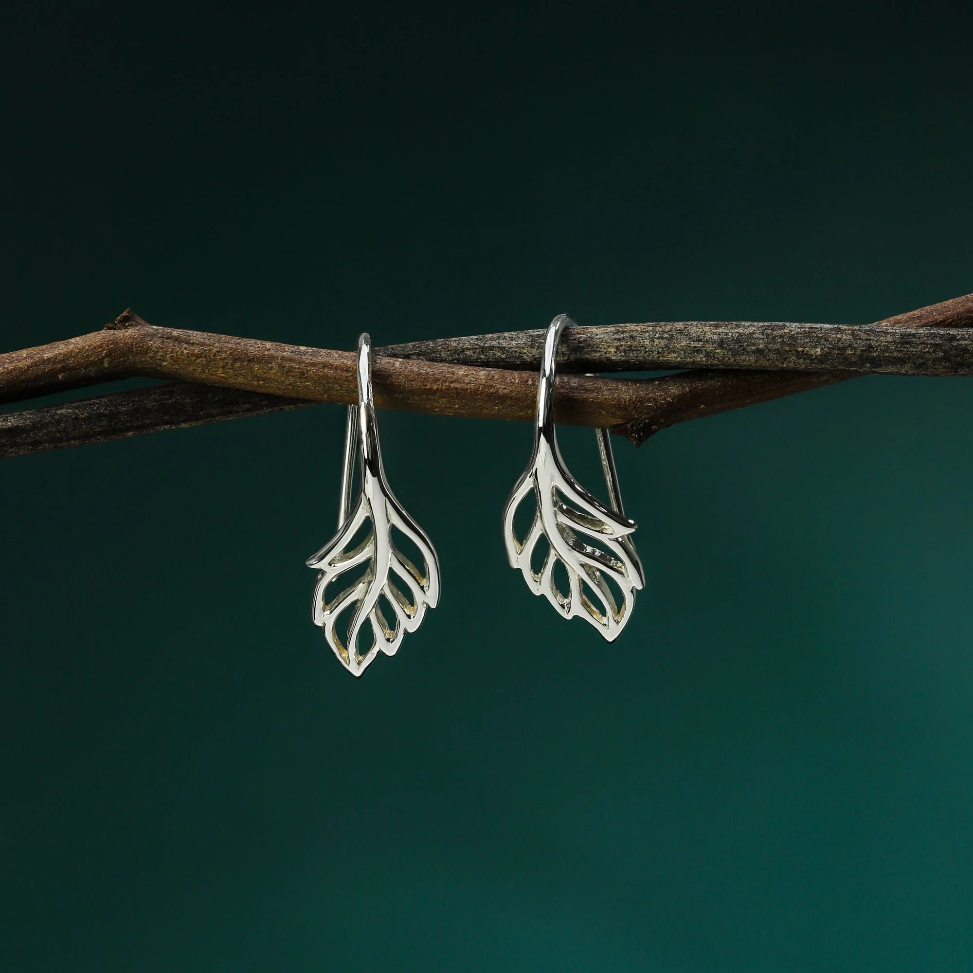 Leaf Shaped Outline Earrings - Image 3