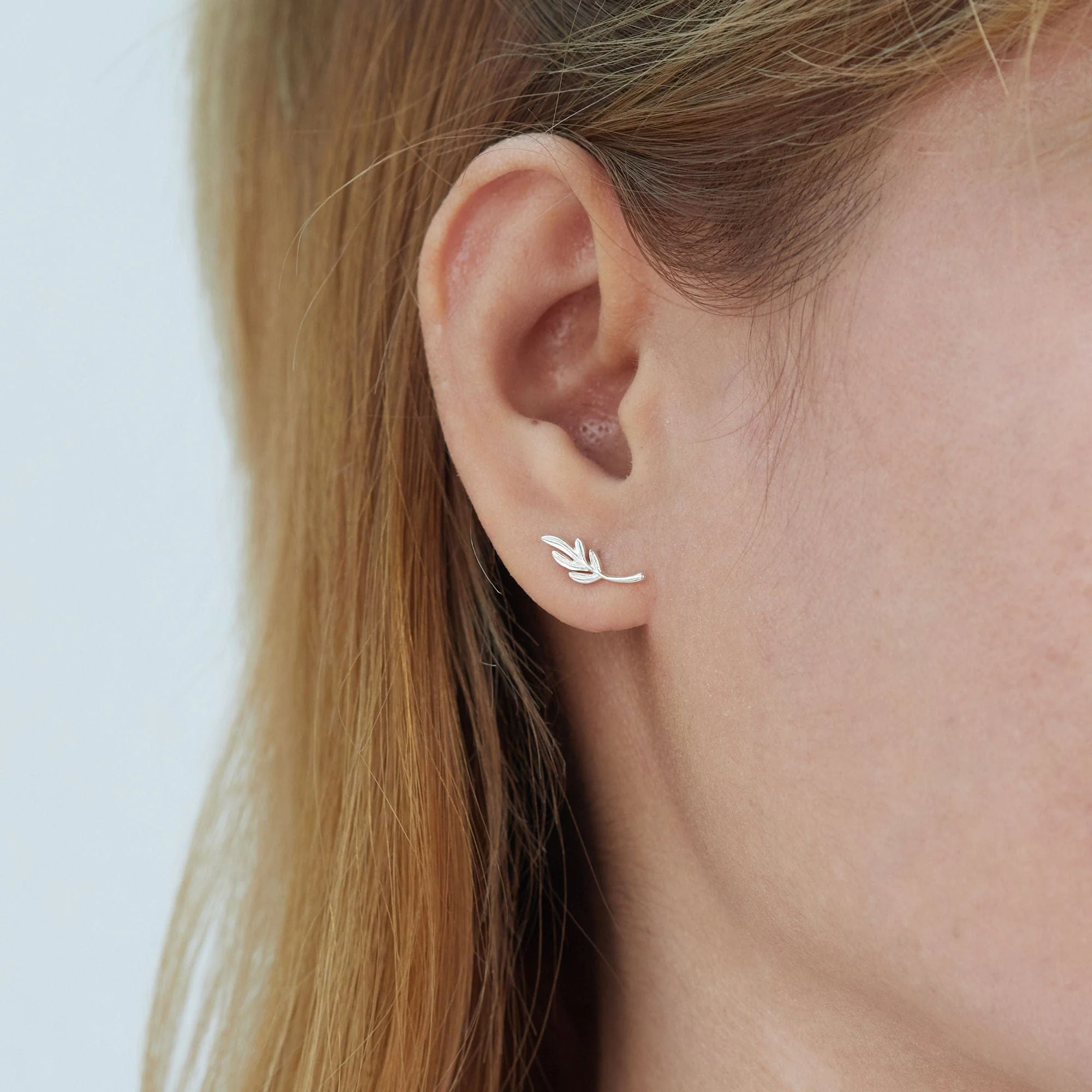 Little Leaf Branch Stud Earrings - Image 2