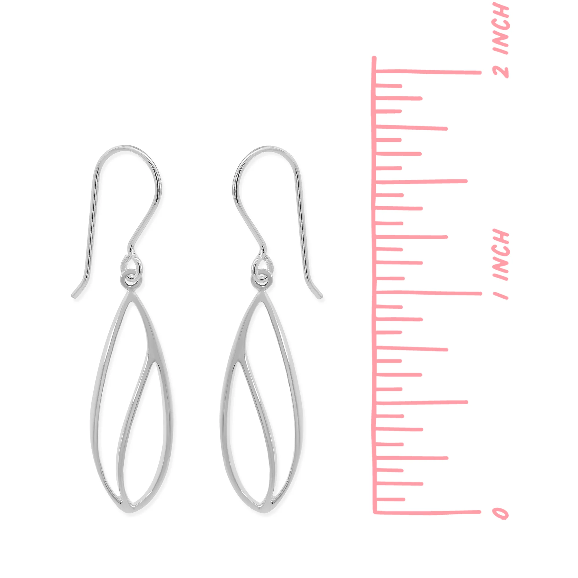 Long Modern Leaf Outline Dangle Earrings - Image 4