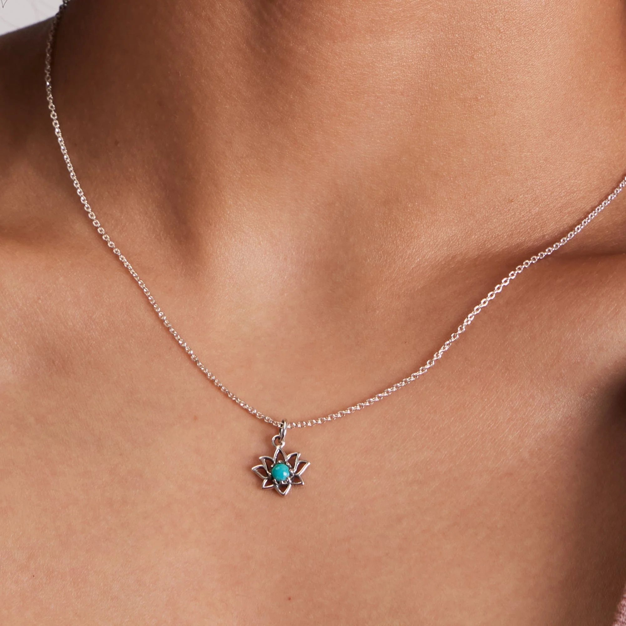 Lotus Necklace with Stone Pendant - Image 5