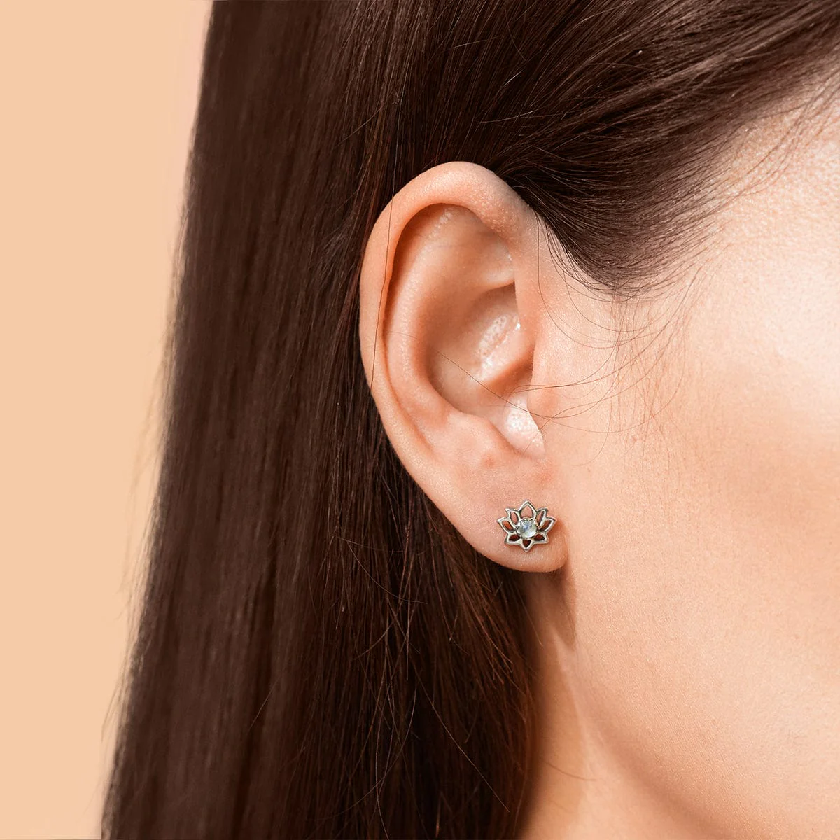 Lotus Studs with Stone - Image 4