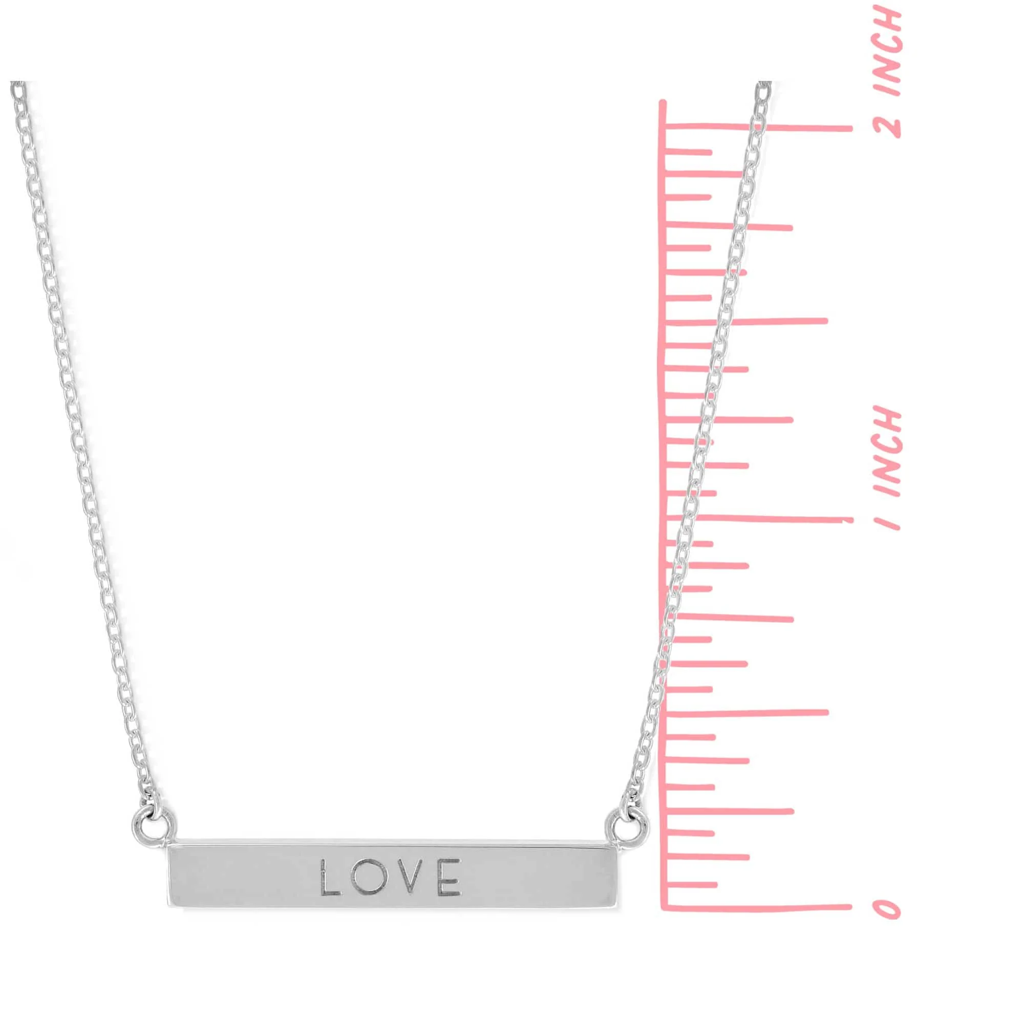 Love Horizontal Sterling Silver Bar Necklace - Image 3