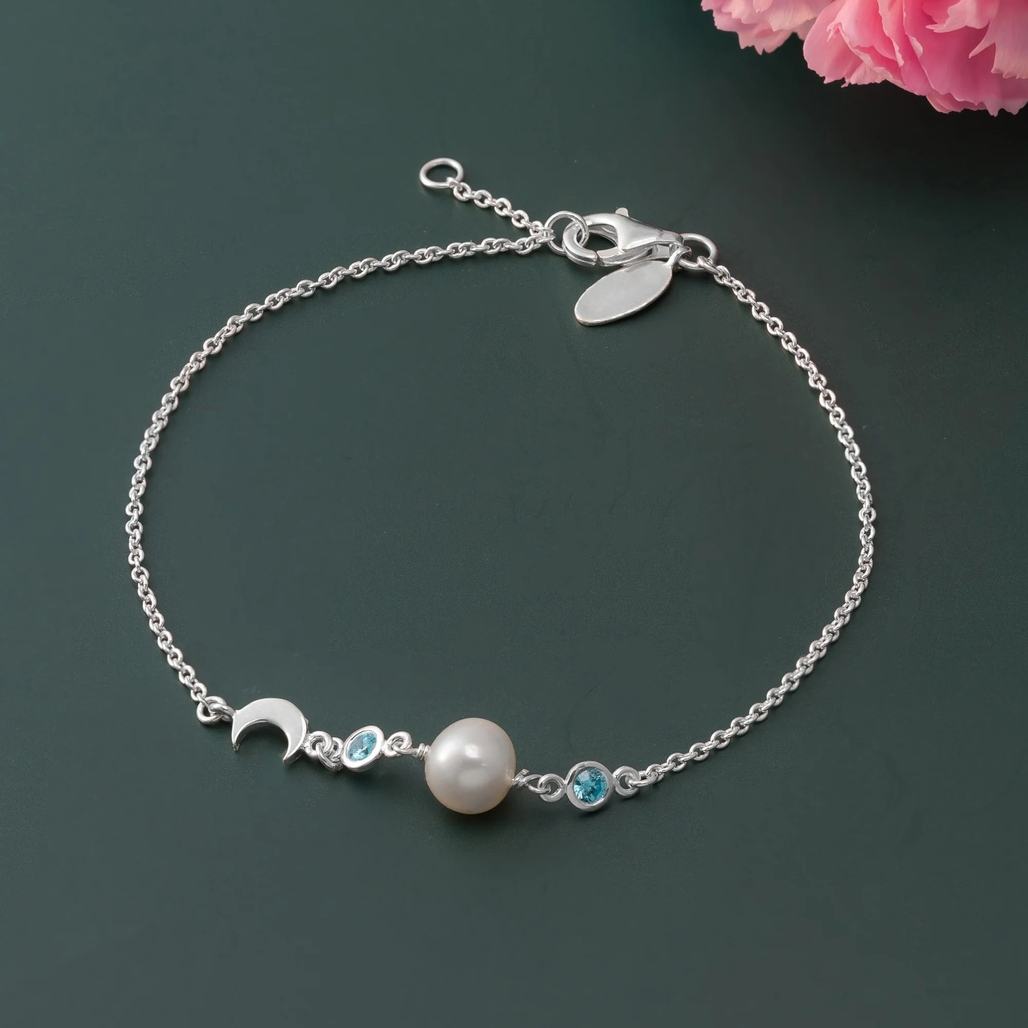 Luna Pearl Bracelet with Stone - Image 4