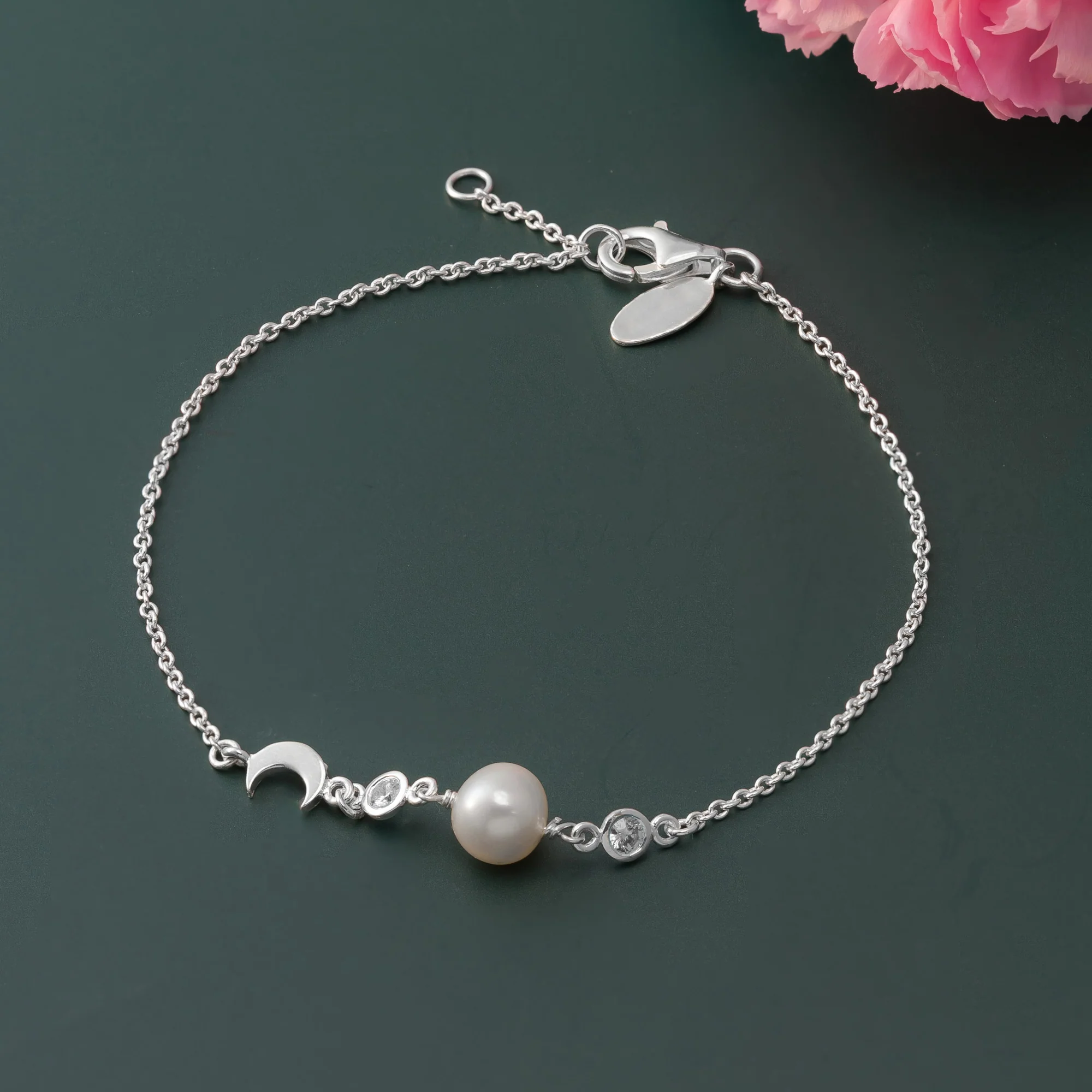 Luna Pearl Bracelet with Stone - Image 6
