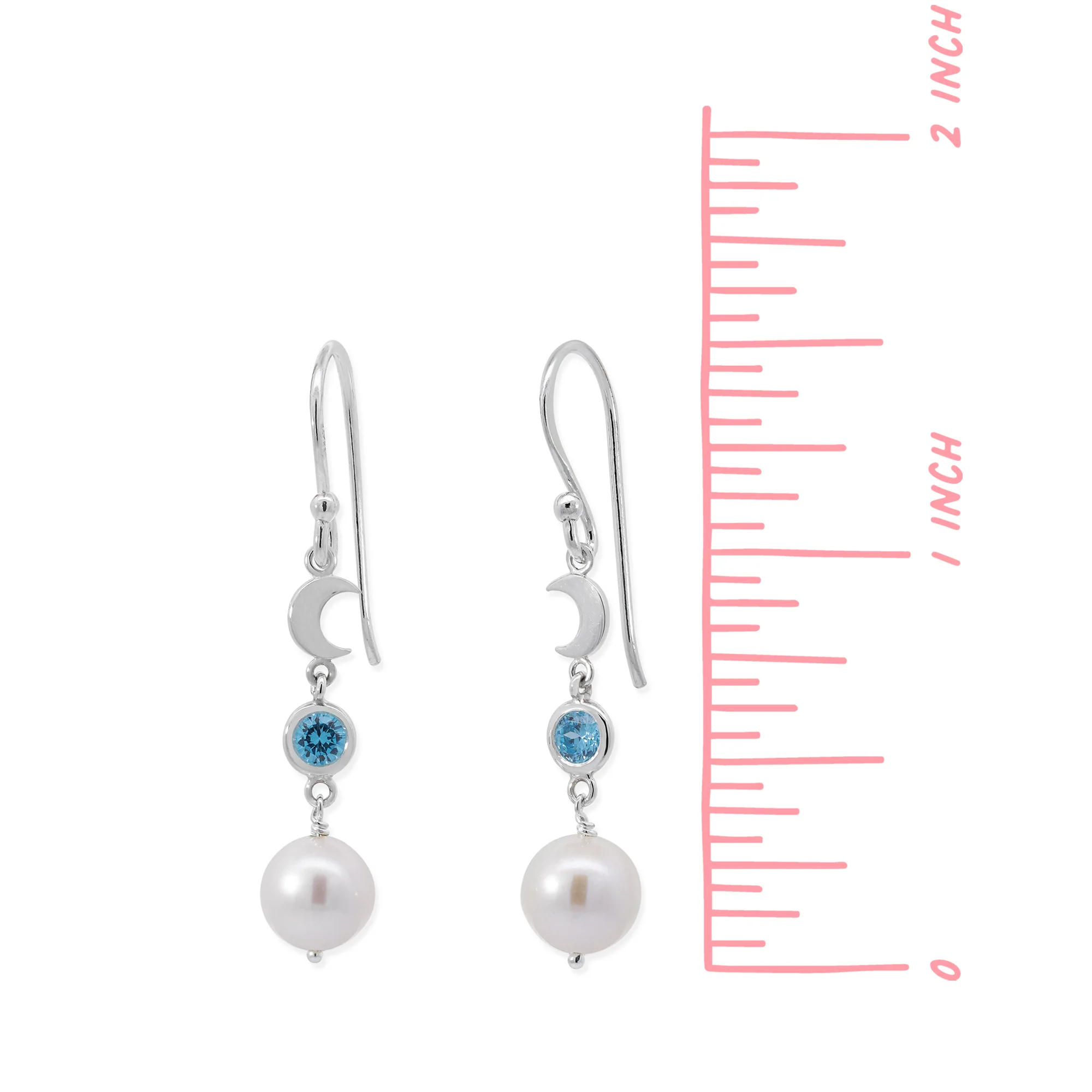 Luna Pearl Dangles with CZ Blue Topaz - Image 4
