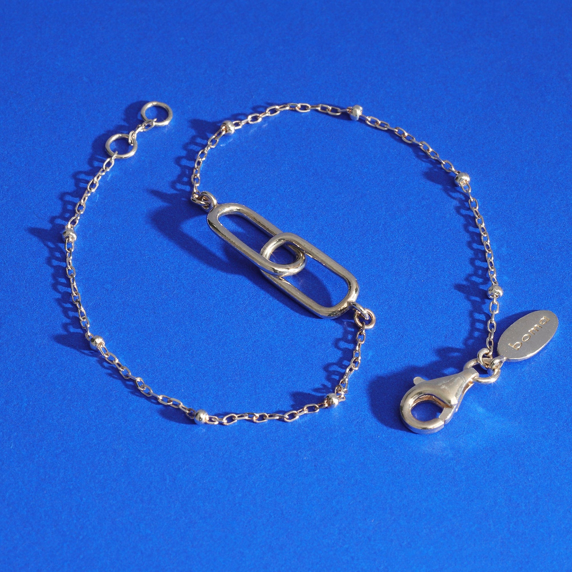Interlocking Long Oval Link Bracelet with Bead Chain - Image 6