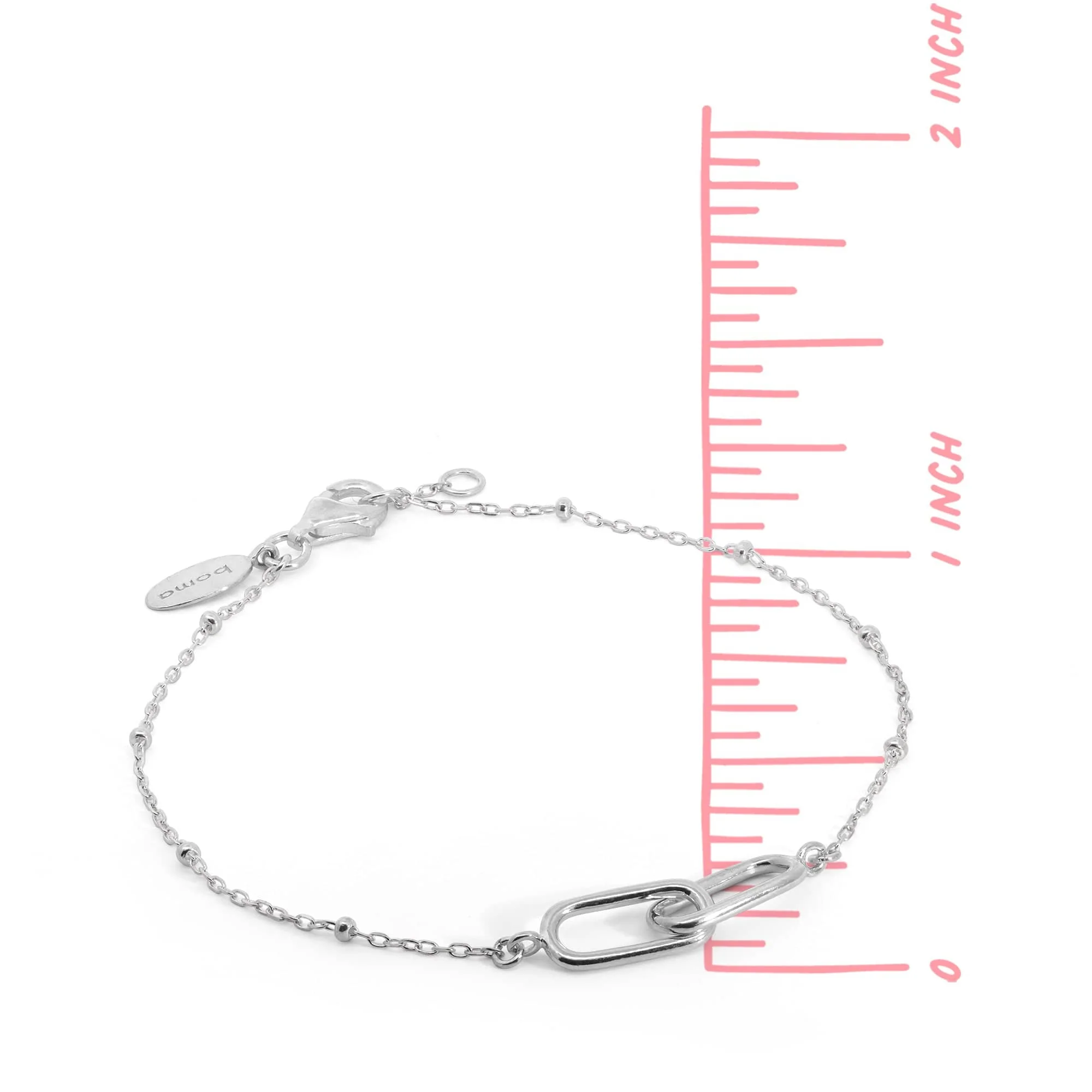 Interlocking Long Oval Link Bracelet with Bead Chain - Image 7