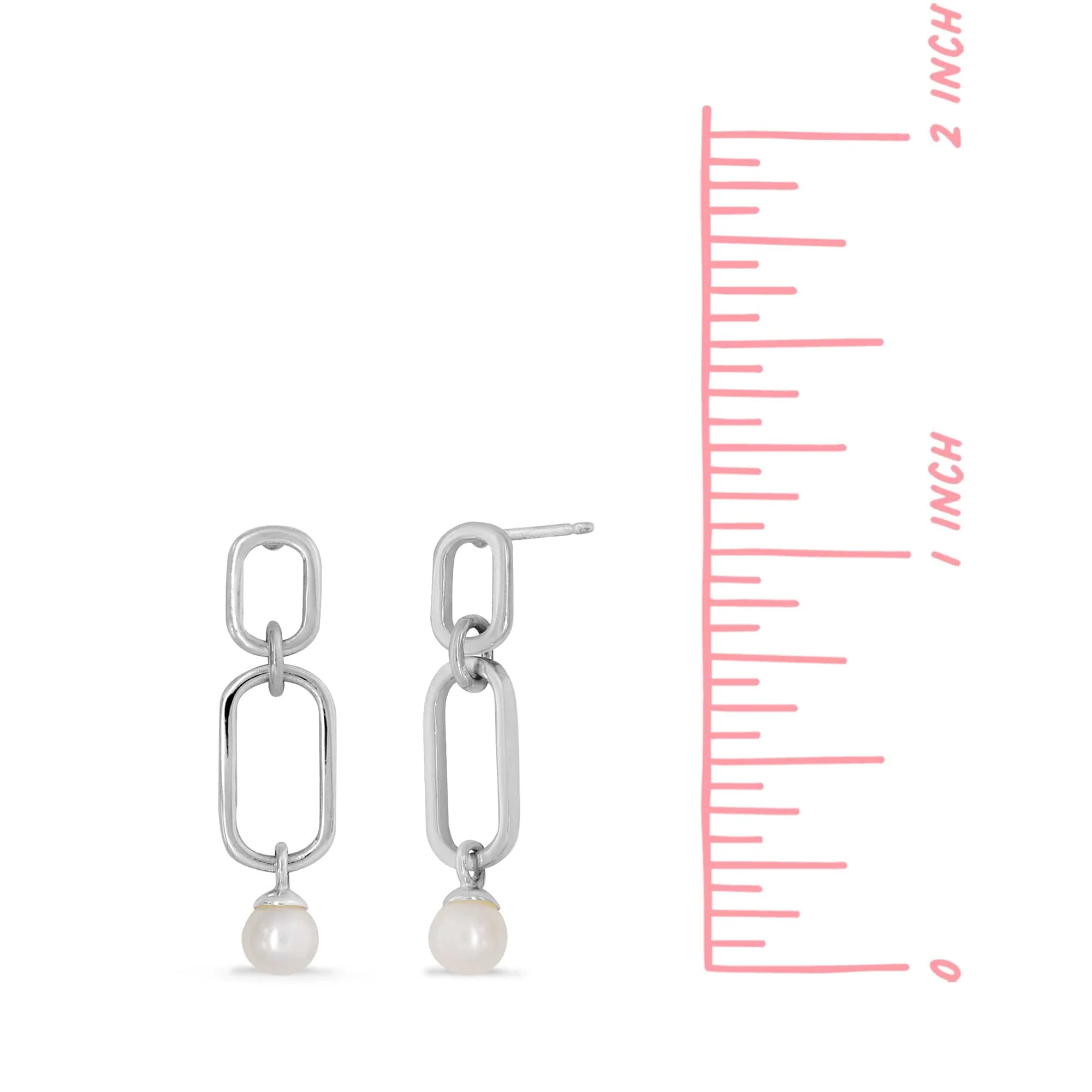 Open Chain Earrings with Pearl - Image 5