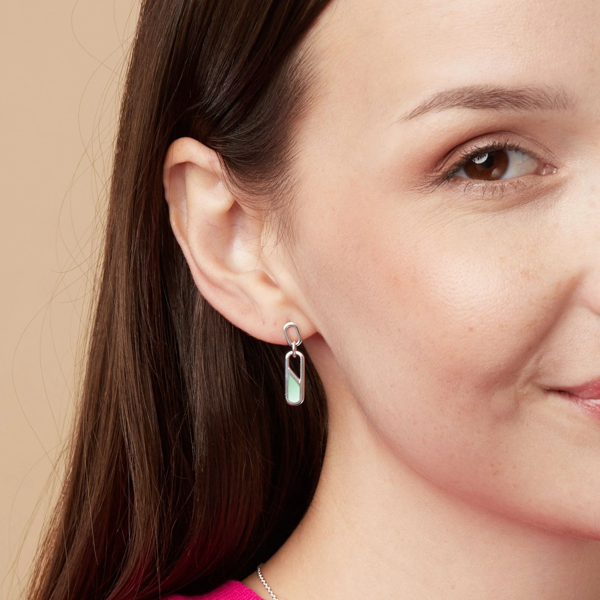 Open Chain Earrings with Stone - Image 2