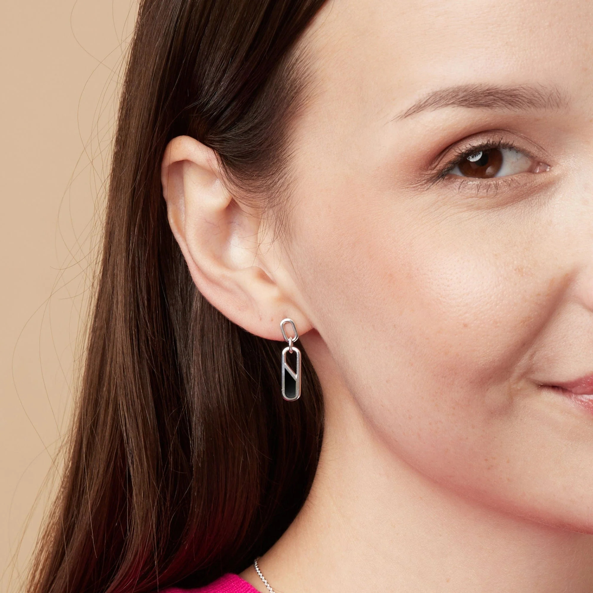 Open Chain Earrings with Stone - Image 6