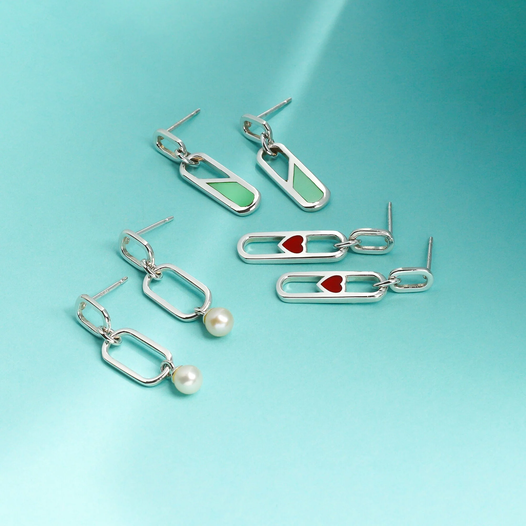 Open Chain Earrings with Stone - Image 8