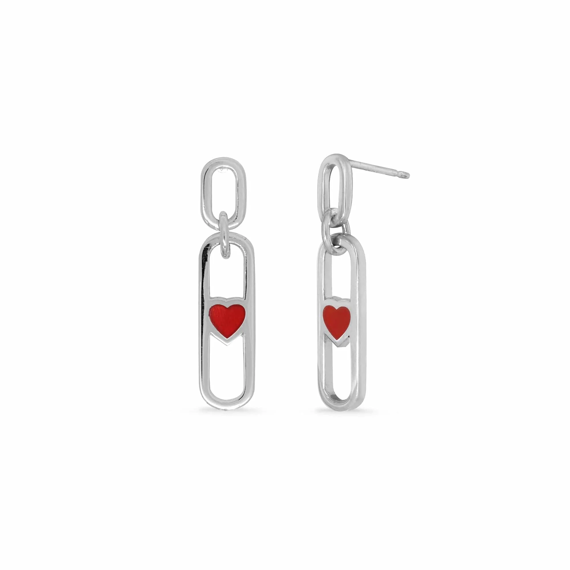 Open Chain Earrings with Stone Heart