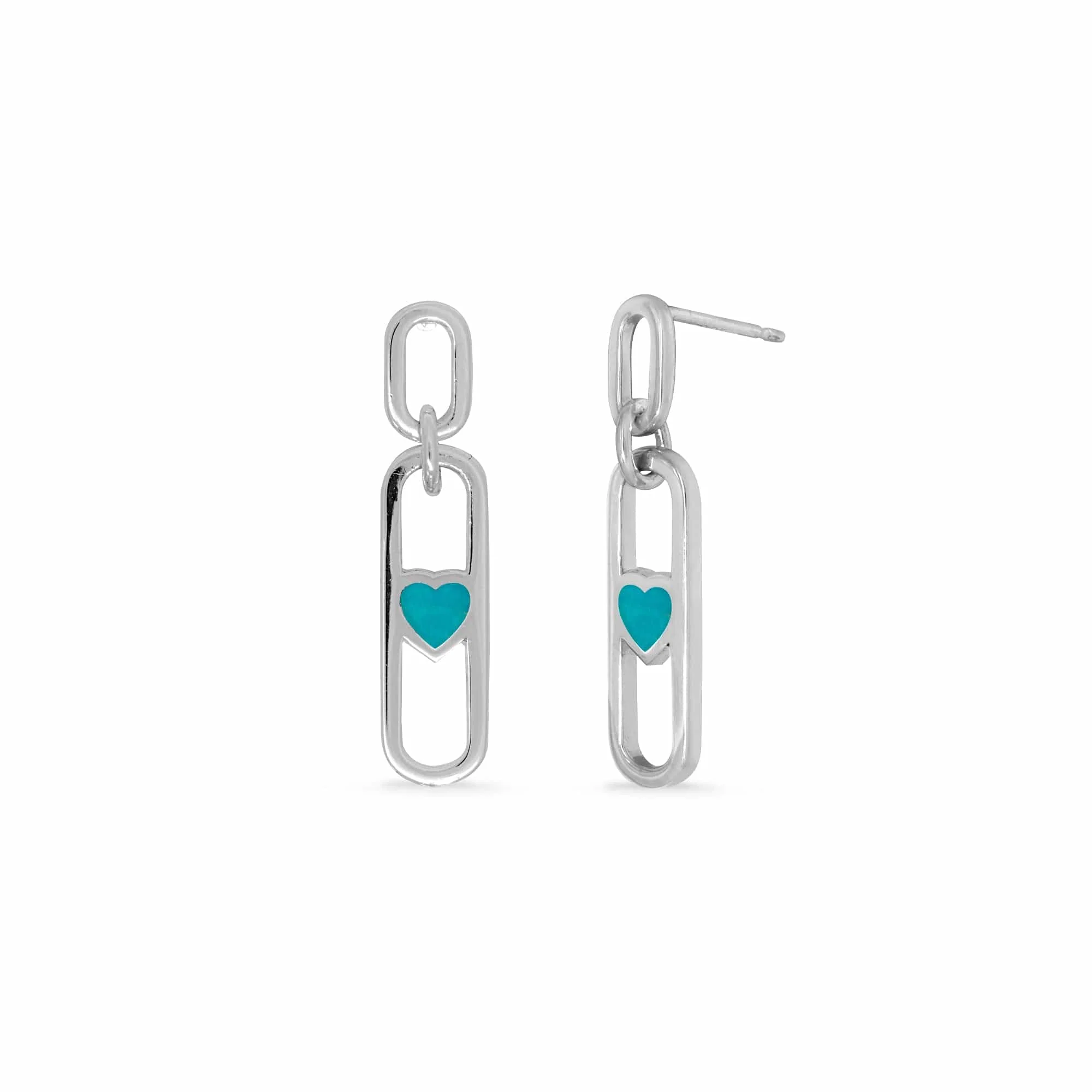 Open Chain Earrings with Stone Heart - Image 4