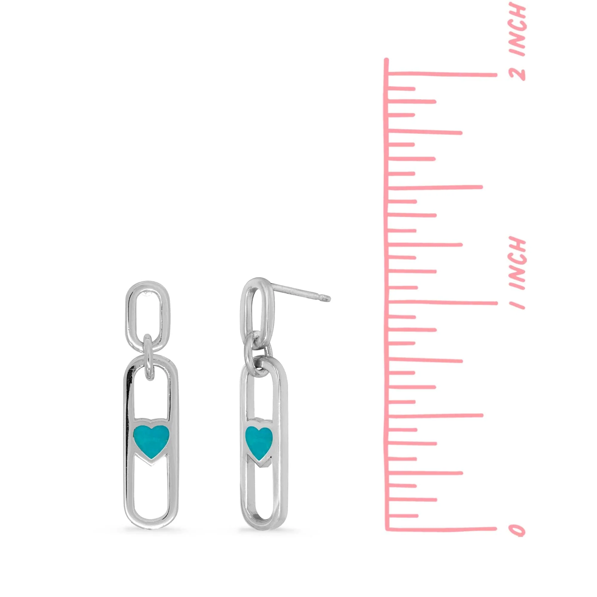 Open Chain Earrings with Stone Heart - Image 8