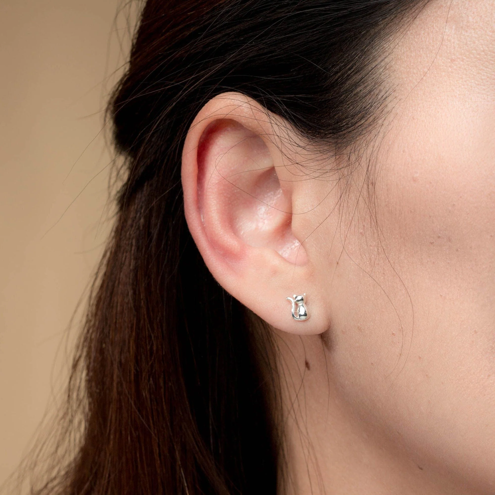 Minimal Cat Earring Studs - Image 2
