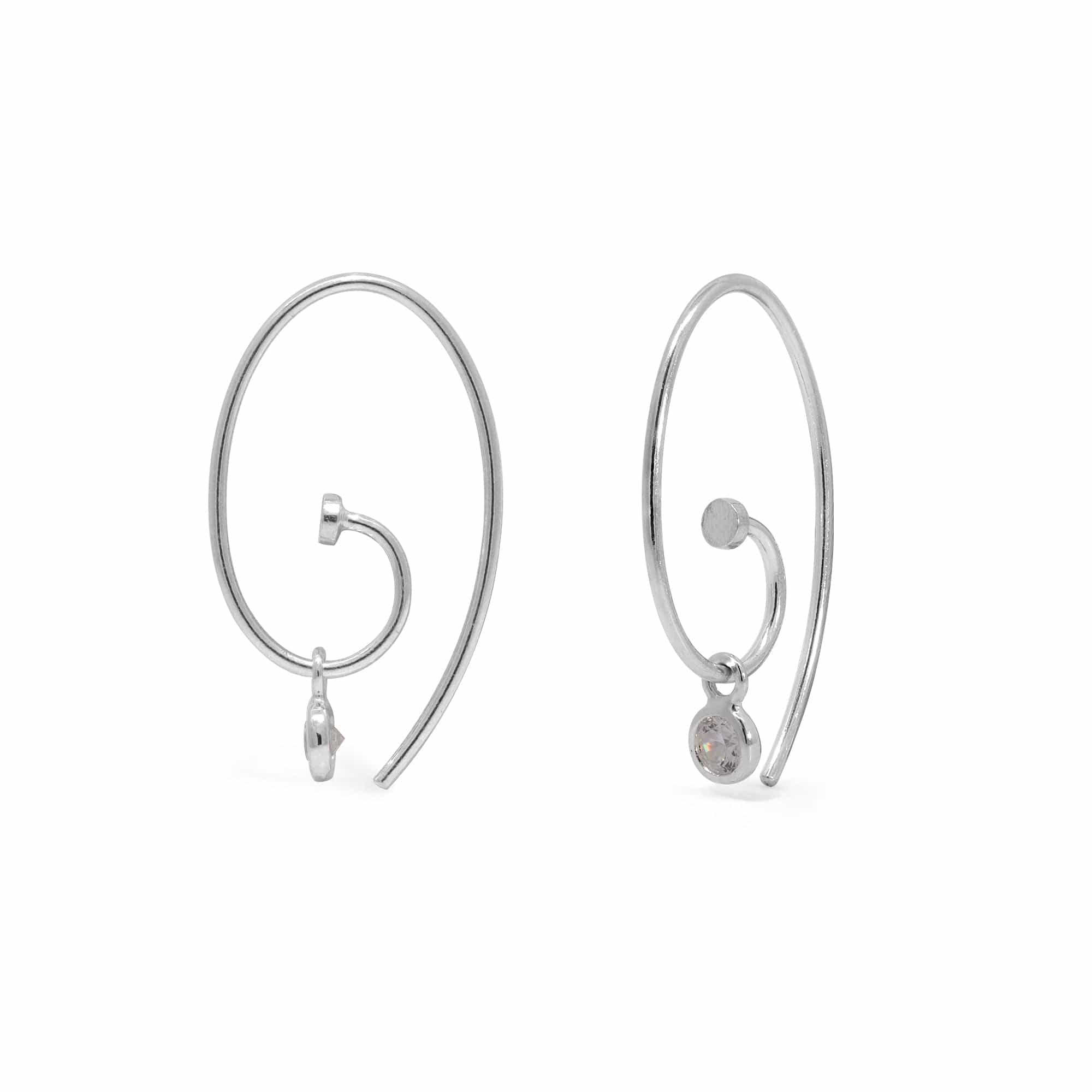 Minimalist Spiral Pull Through with CZ Stone Charm