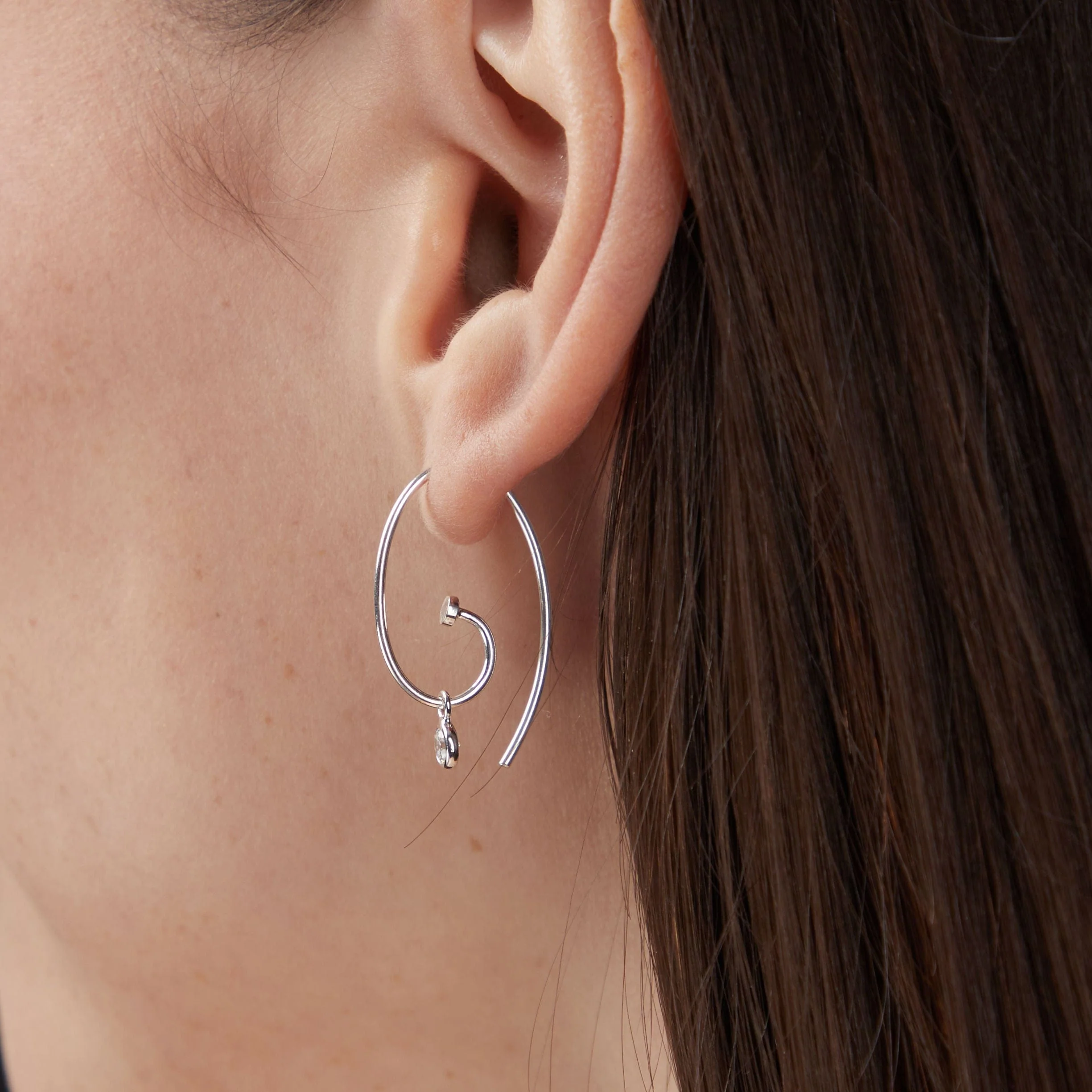 Minimalist Spiral Pull Through with CZ Stone Charm - Image 3