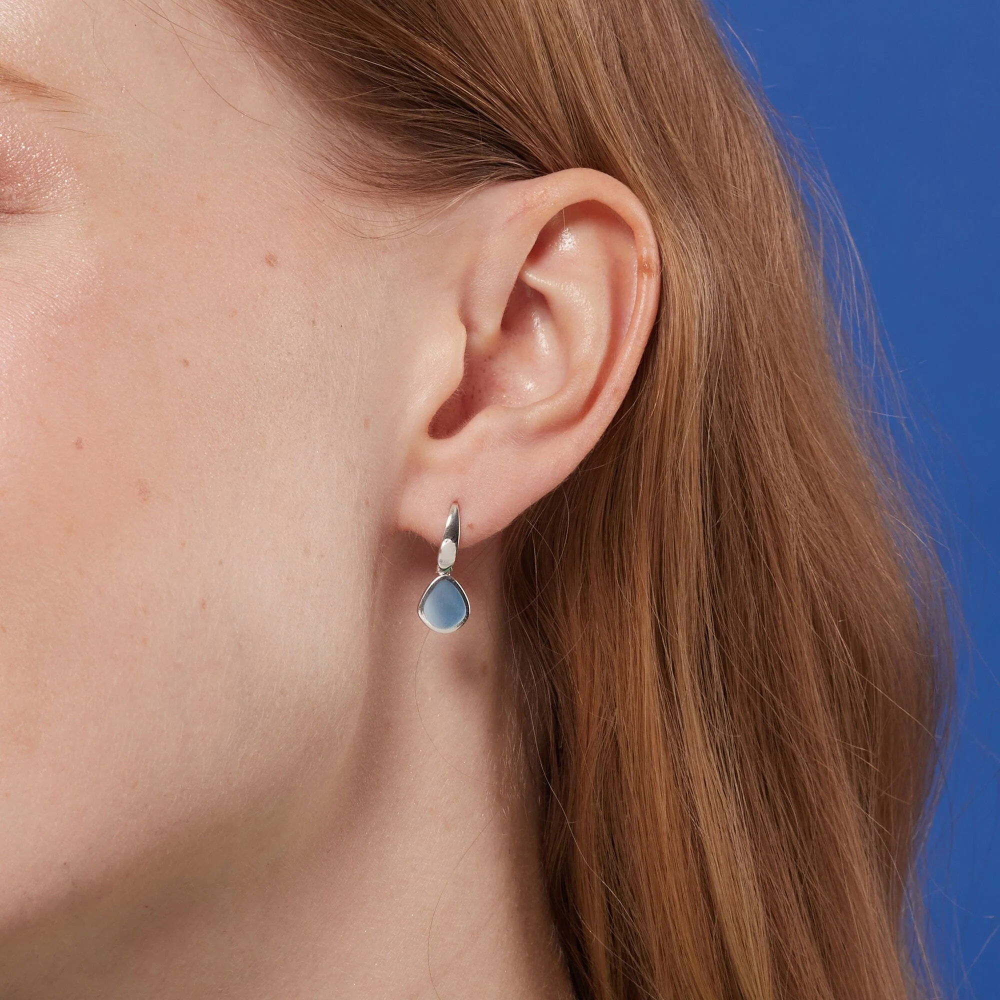 Modern Open Drop Earrings with Stone - Image 2