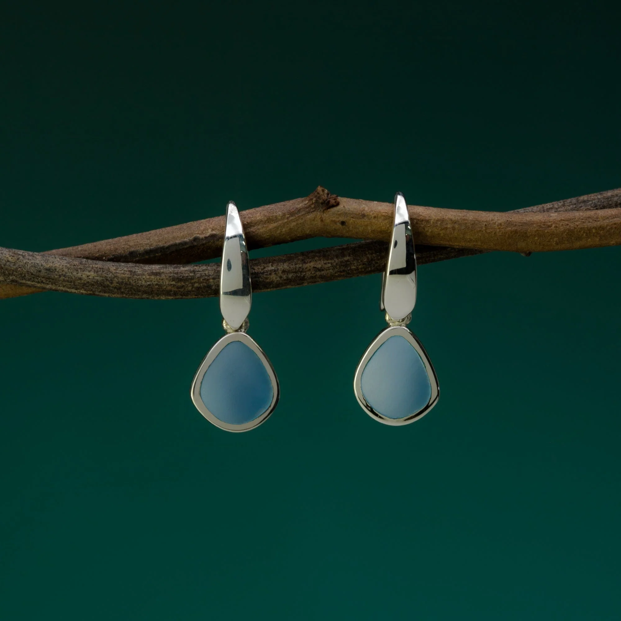 Modern Open Drop Earrings with Stone - Image 3