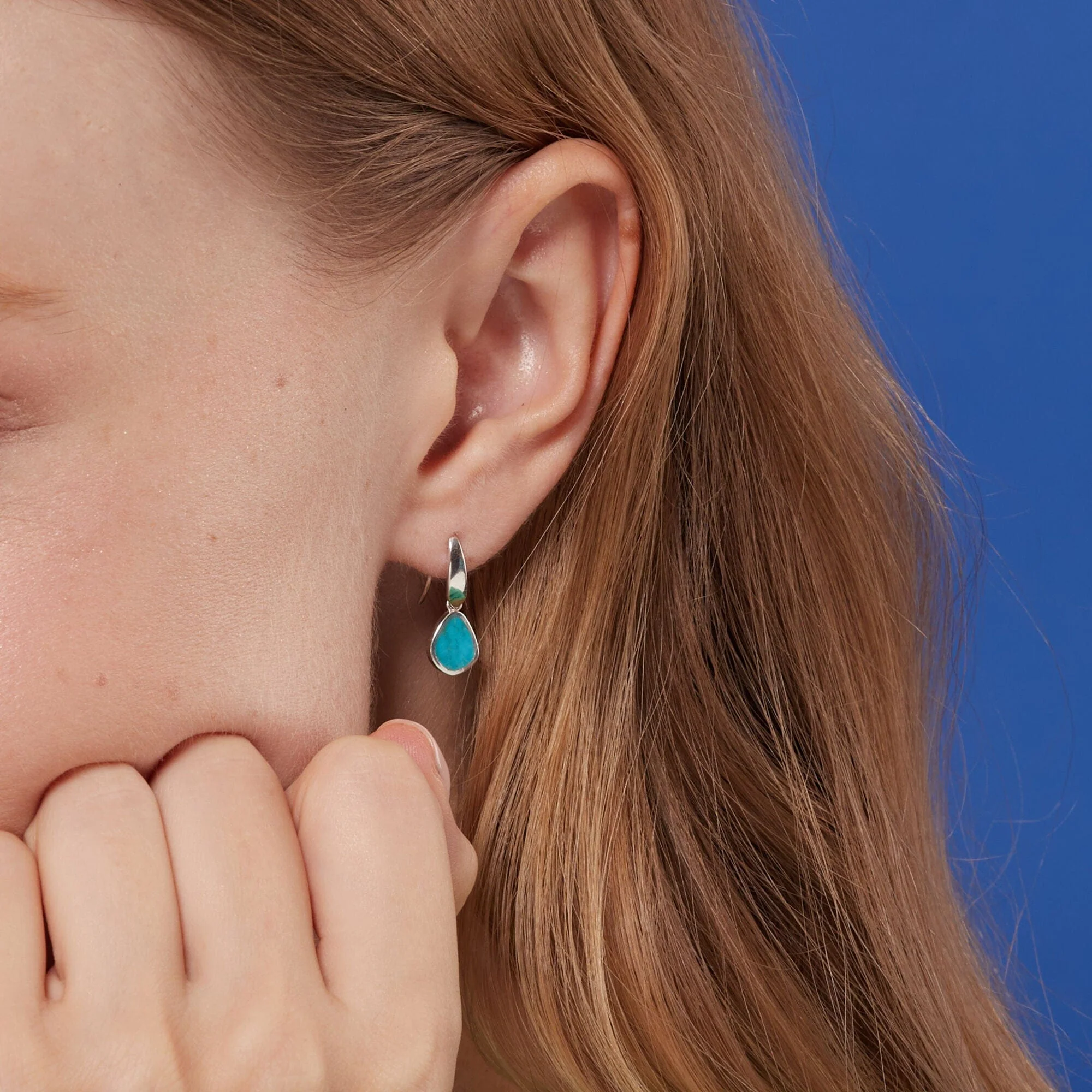 Modern Open Drop Earrings with Stone - Image 5