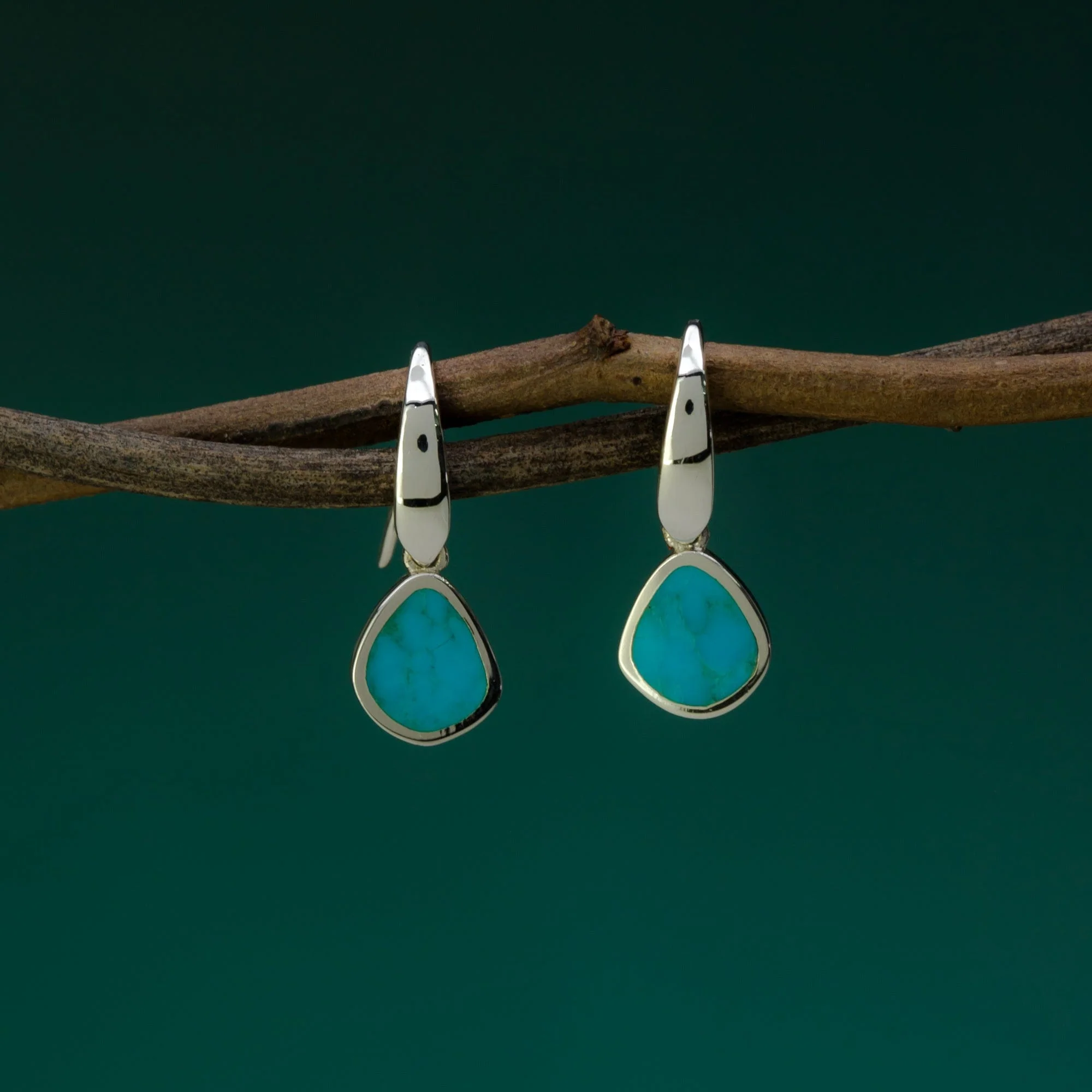 Modern Open Drop Earrings with Stone - Image 6