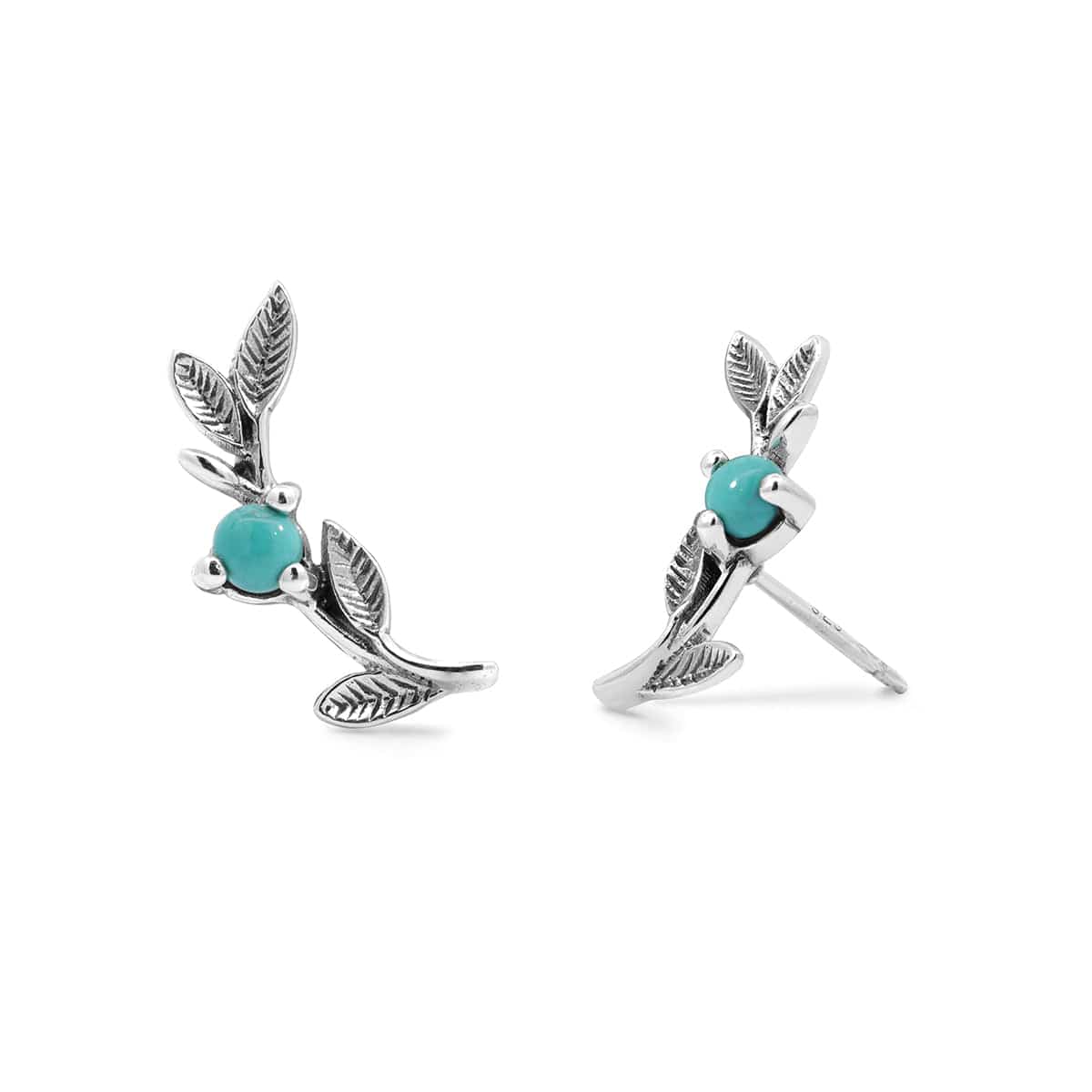 Nature Leaf Stud Earrings with Stone
