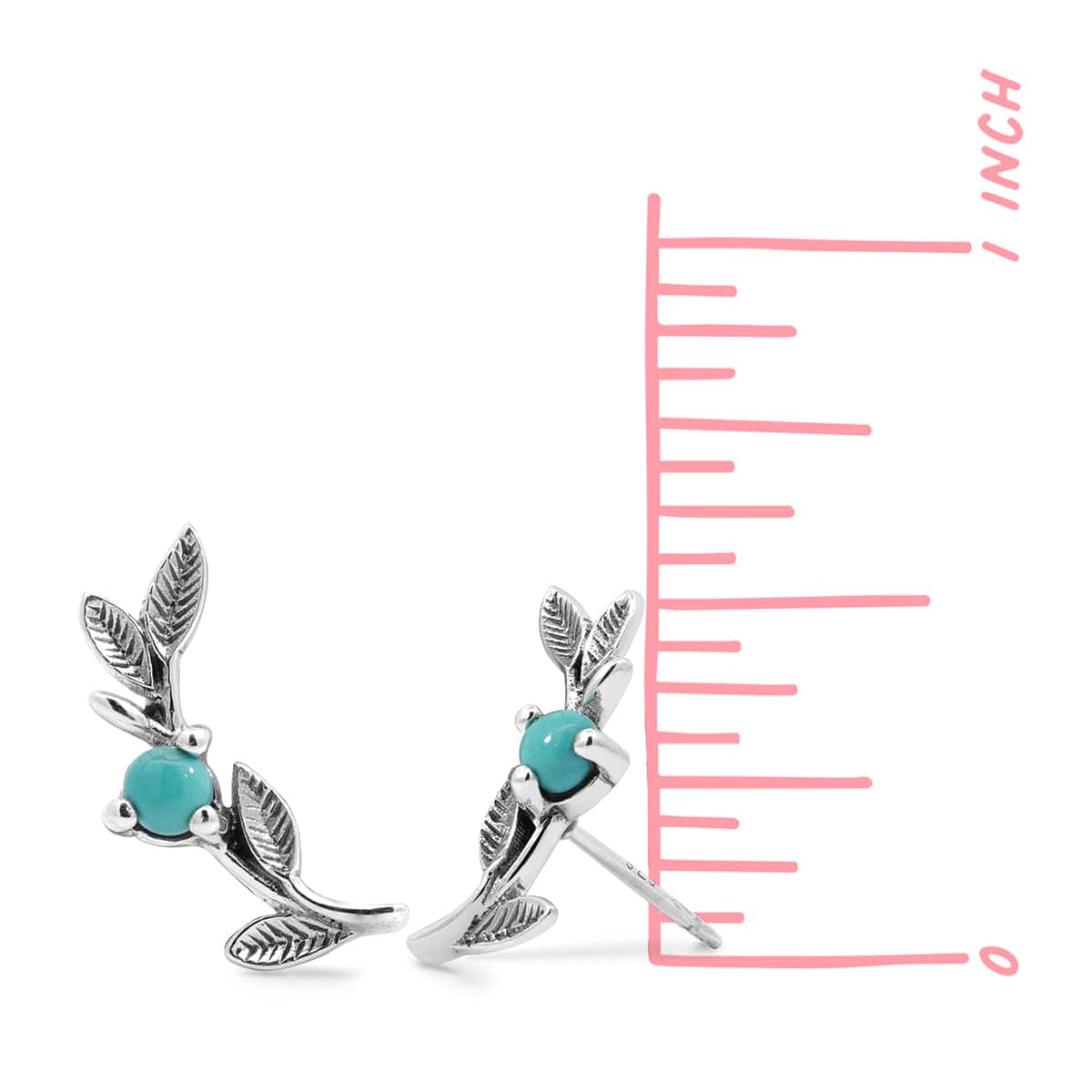Nature Leaf Stud Earrings with Stone - Image 3