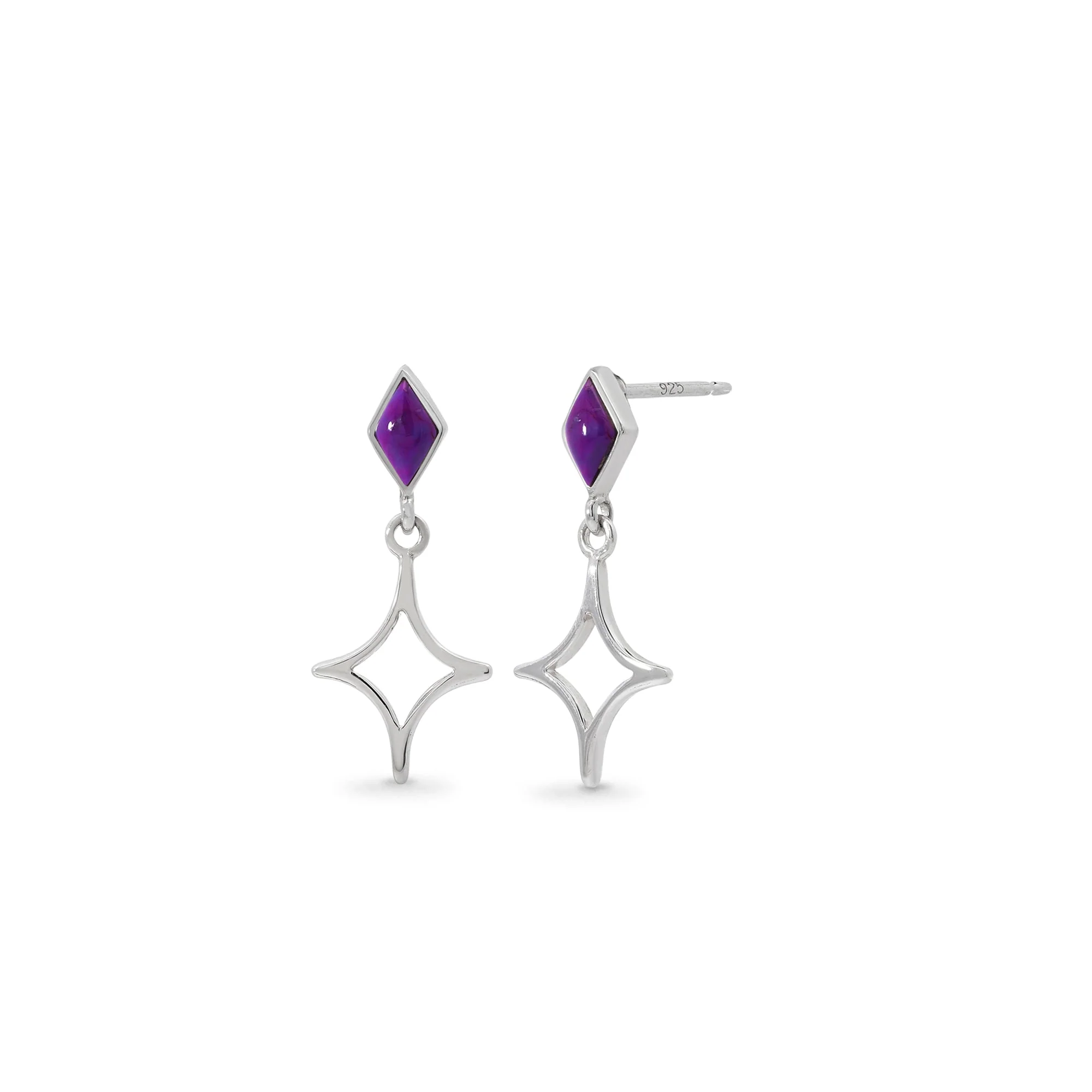 North Star Earrings with Purple Turquoise