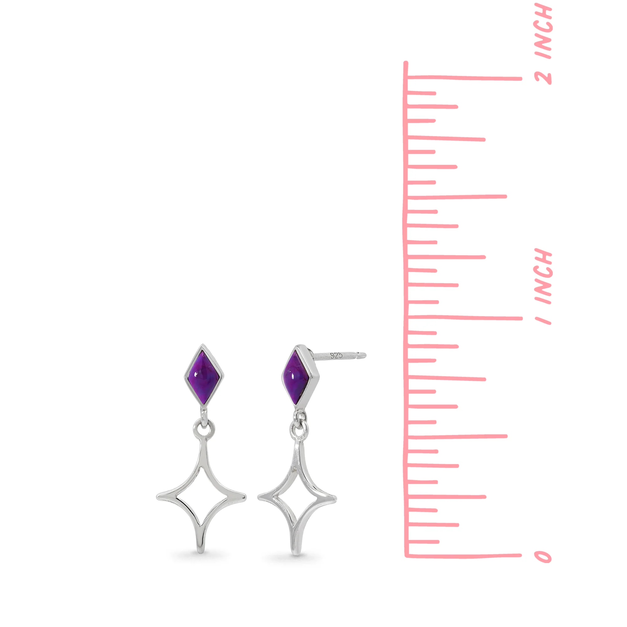 North Star Earrings with Purple Turquoise - Image 4