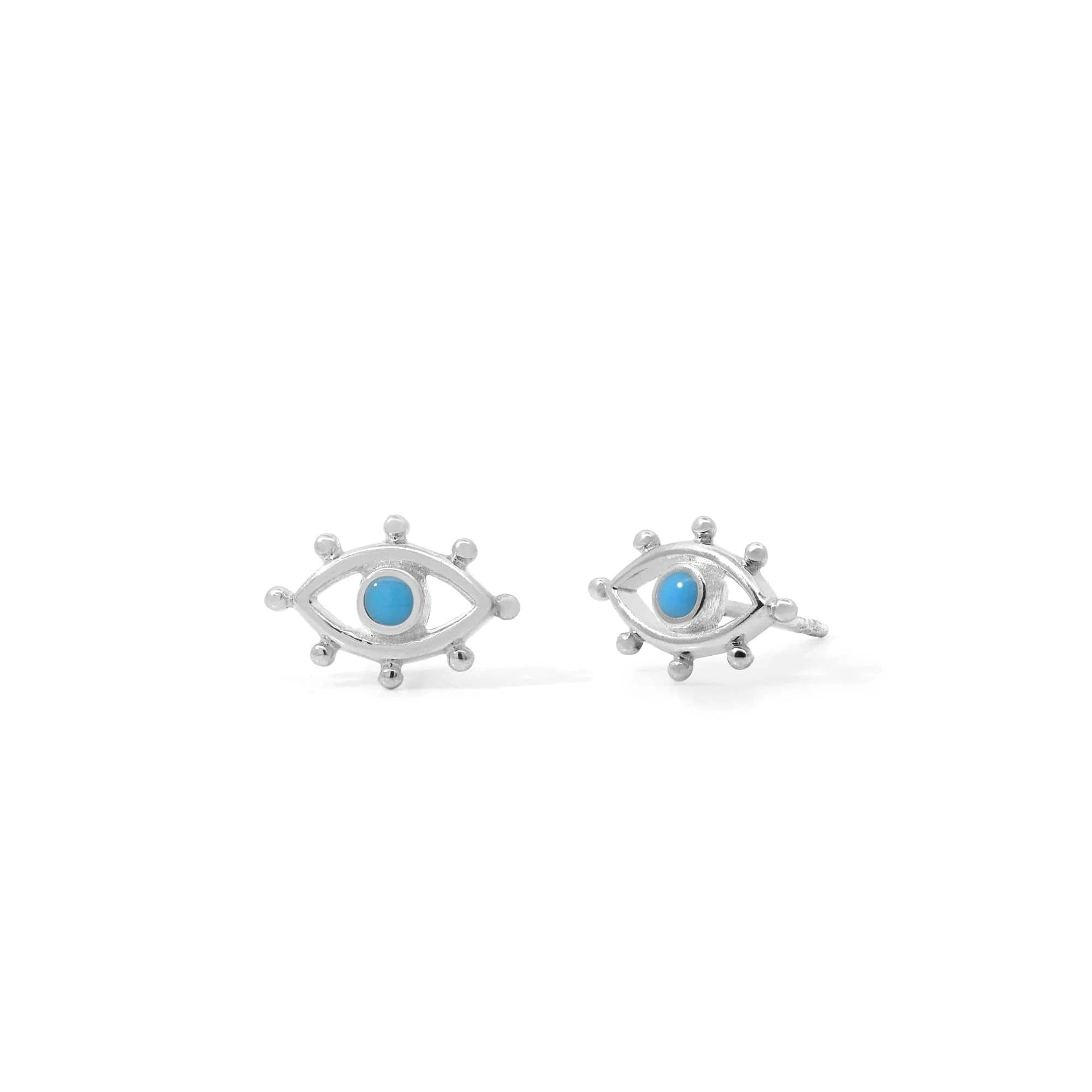 Open Evil Eye Studs with Turquoise