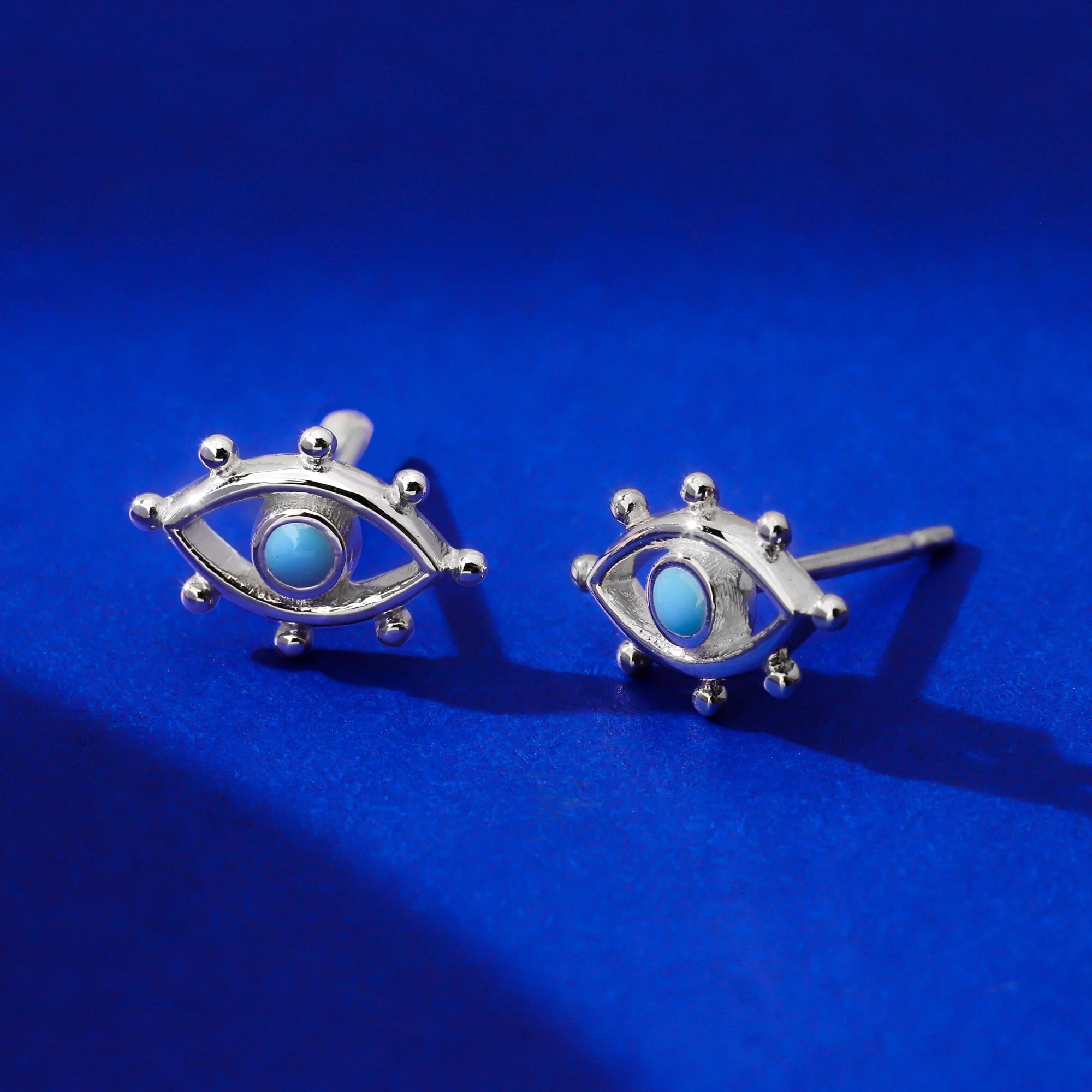 Open Evil Eye Studs with Turquoise - Image 3