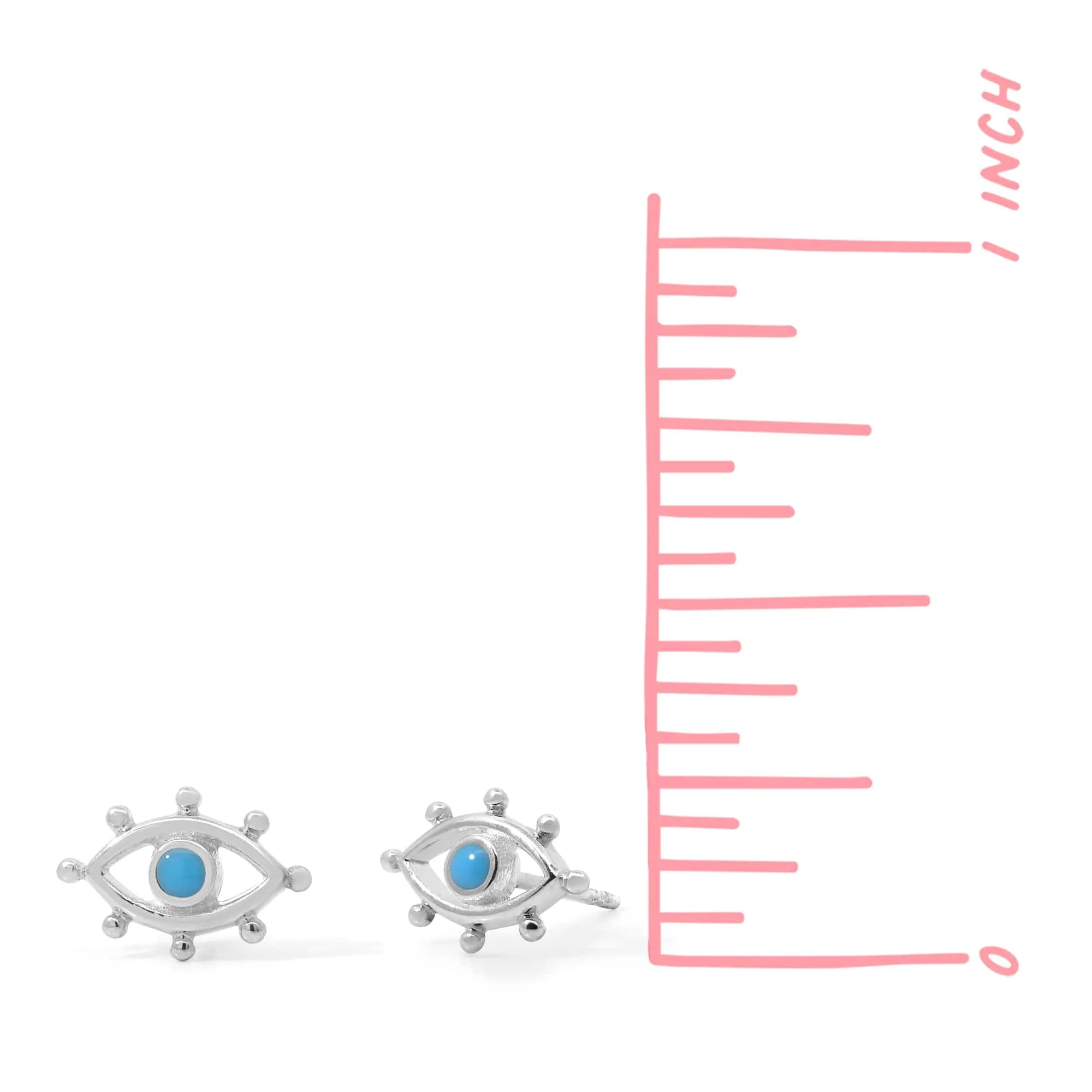 Open Evil Eye Studs with Turquoise - Image 4